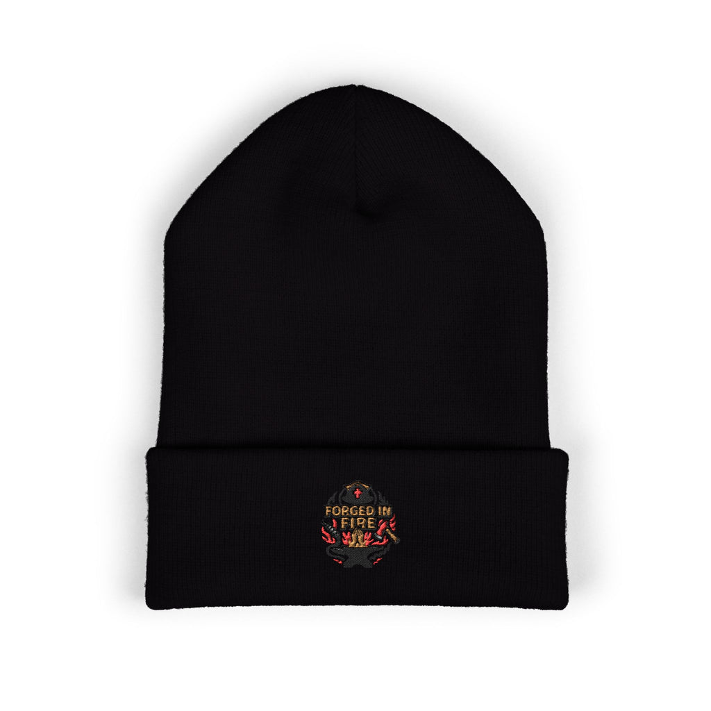 Embroidered Floral Skull Beanie – Yellow Cuffed Knit Hat
