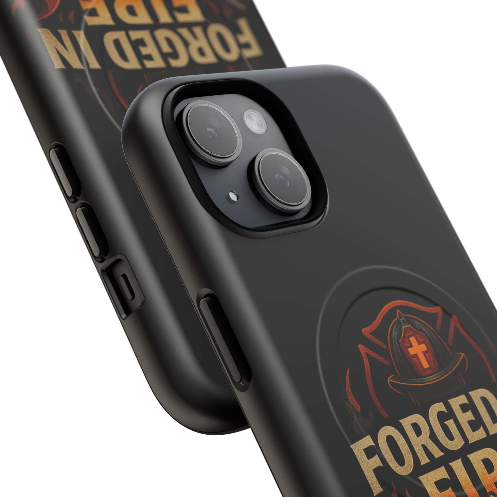 Forged in Fire Tough Magnetic Phone Case — Firefighter Anvil Design