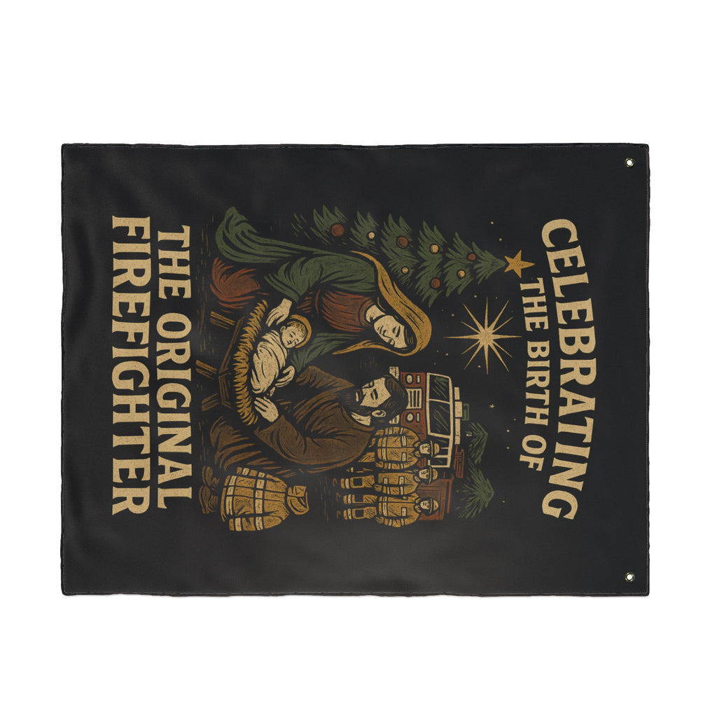 Nativity 'The Original Firefighter' Double-Sided Christmas Flag