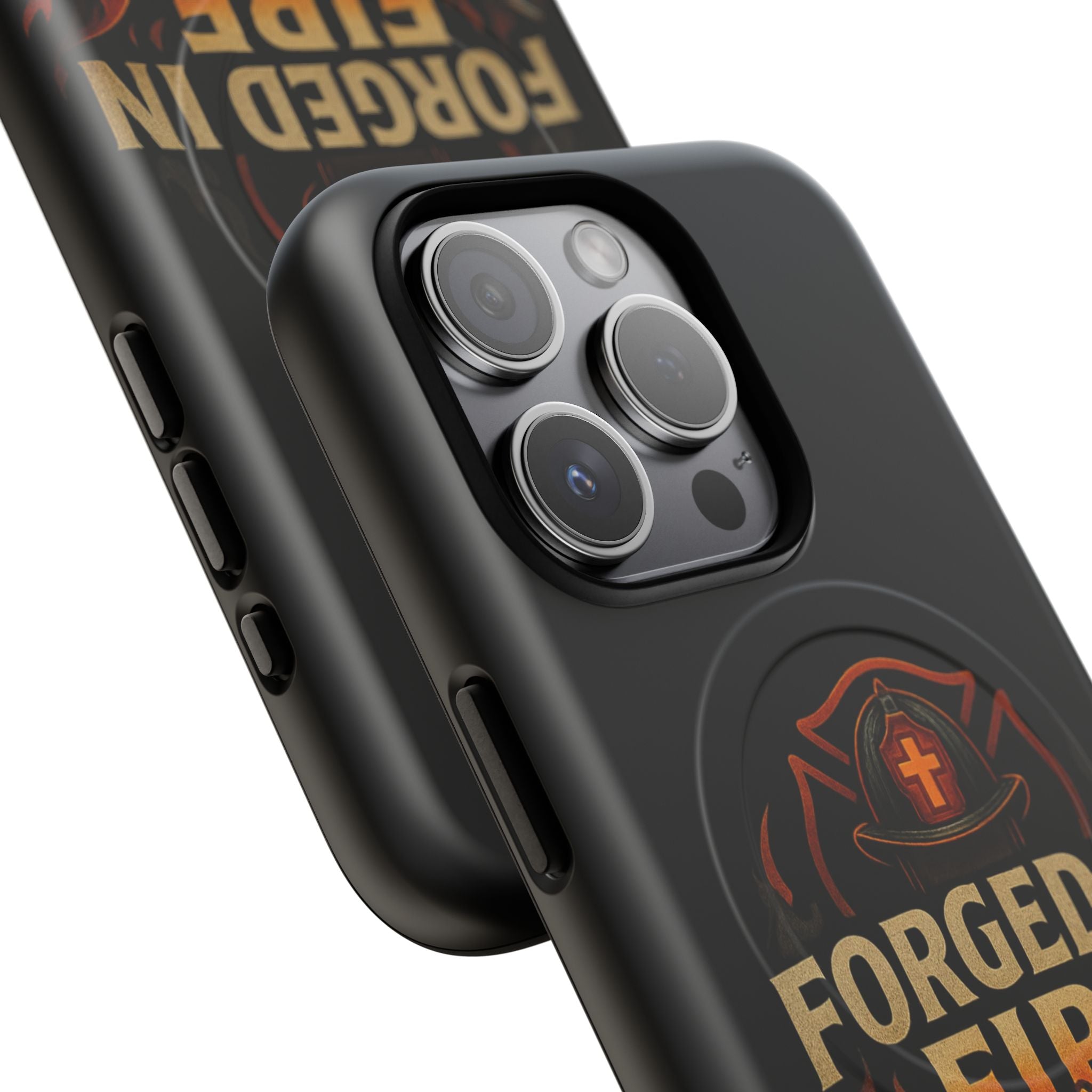 Forged in Fire Tough Magnetic Phone Case — Firefighter Anvil Design