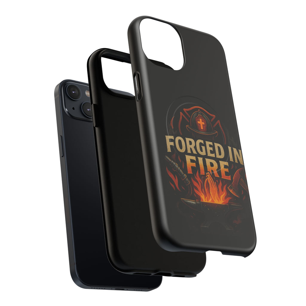 Forged in Fire Tough Magnetic Phone Case — Firefighter Anvil Design