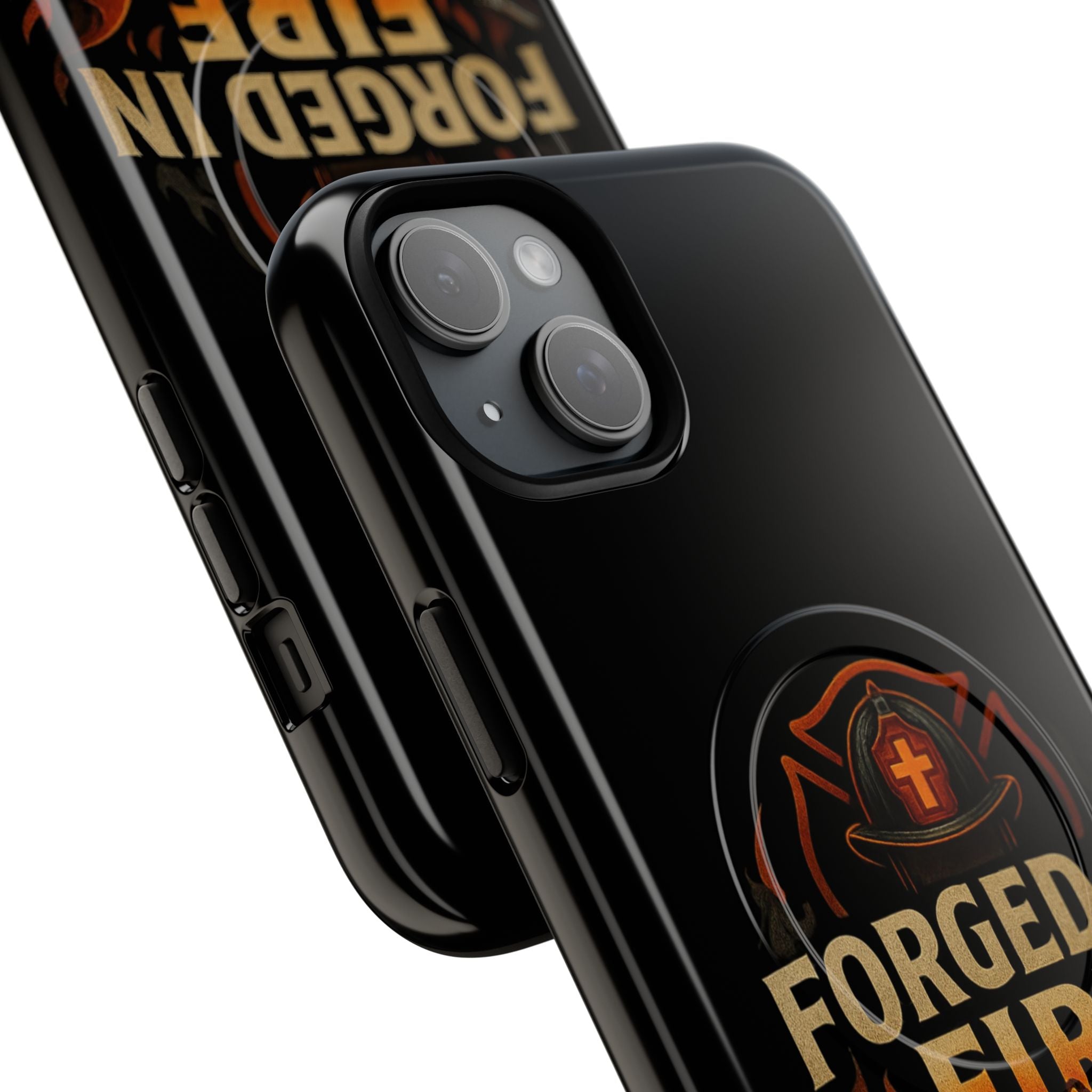 Forged in Fire Tough Magnetic Phone Case — Firefighter Anvil Design