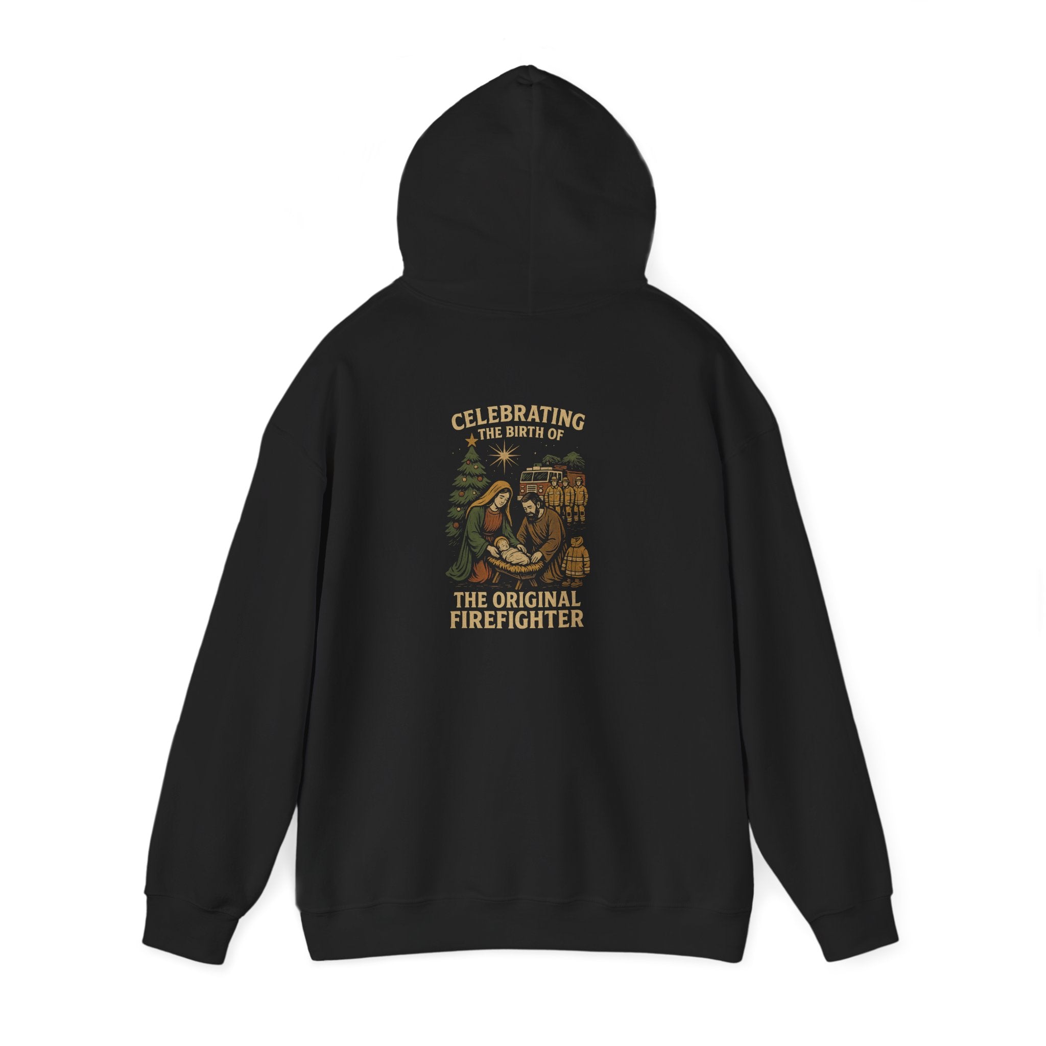Christmas Hoodie – "Forged in Fire" Vintage Firefighter Christmas Hoodie