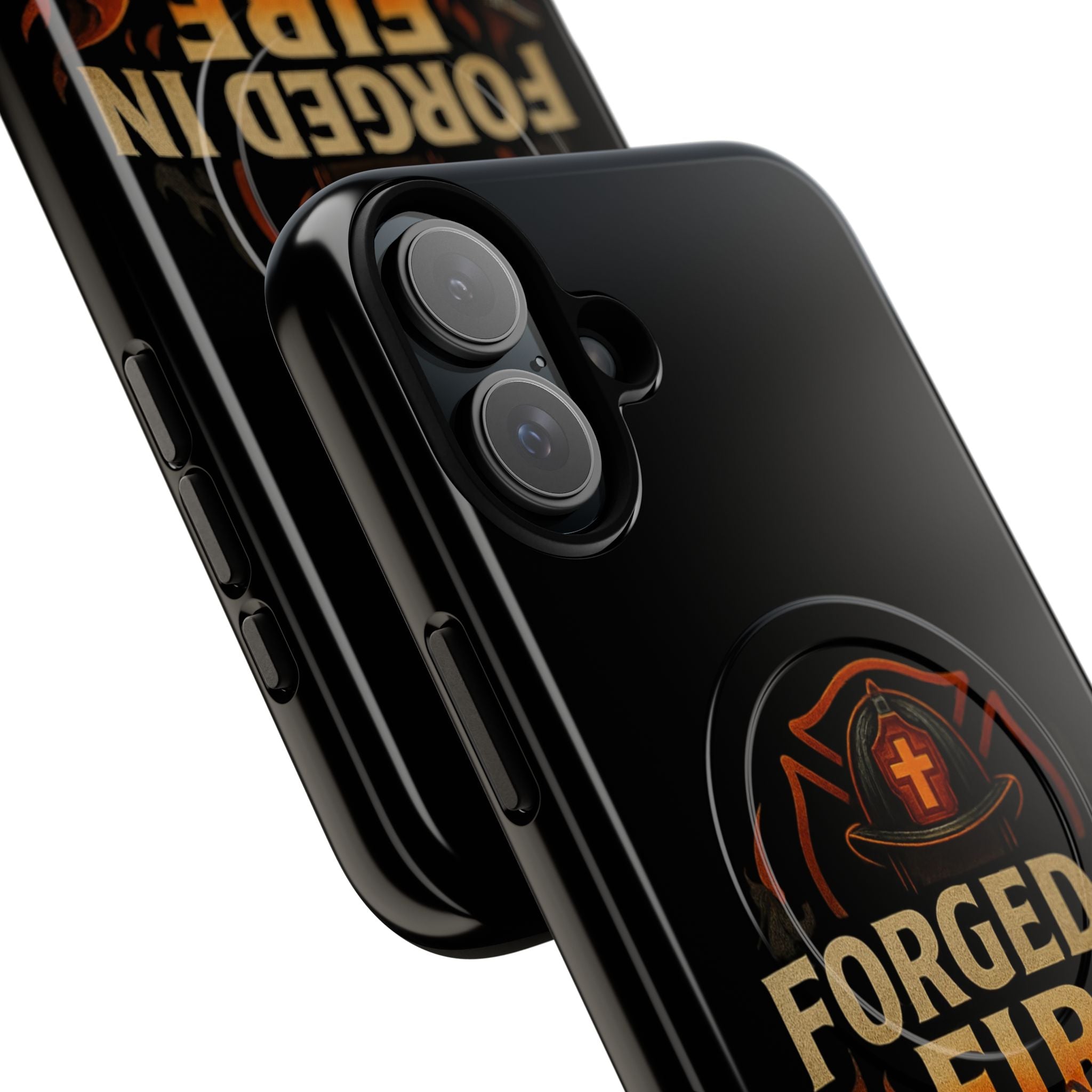 Forged in Fire Tough Magnetic Phone Case — Firefighter Anvil Design
