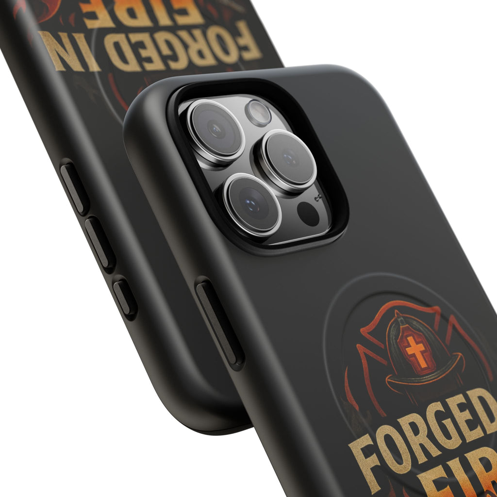 Forged in Fire Tough Magnetic Phone Case — Firefighter Anvil Design