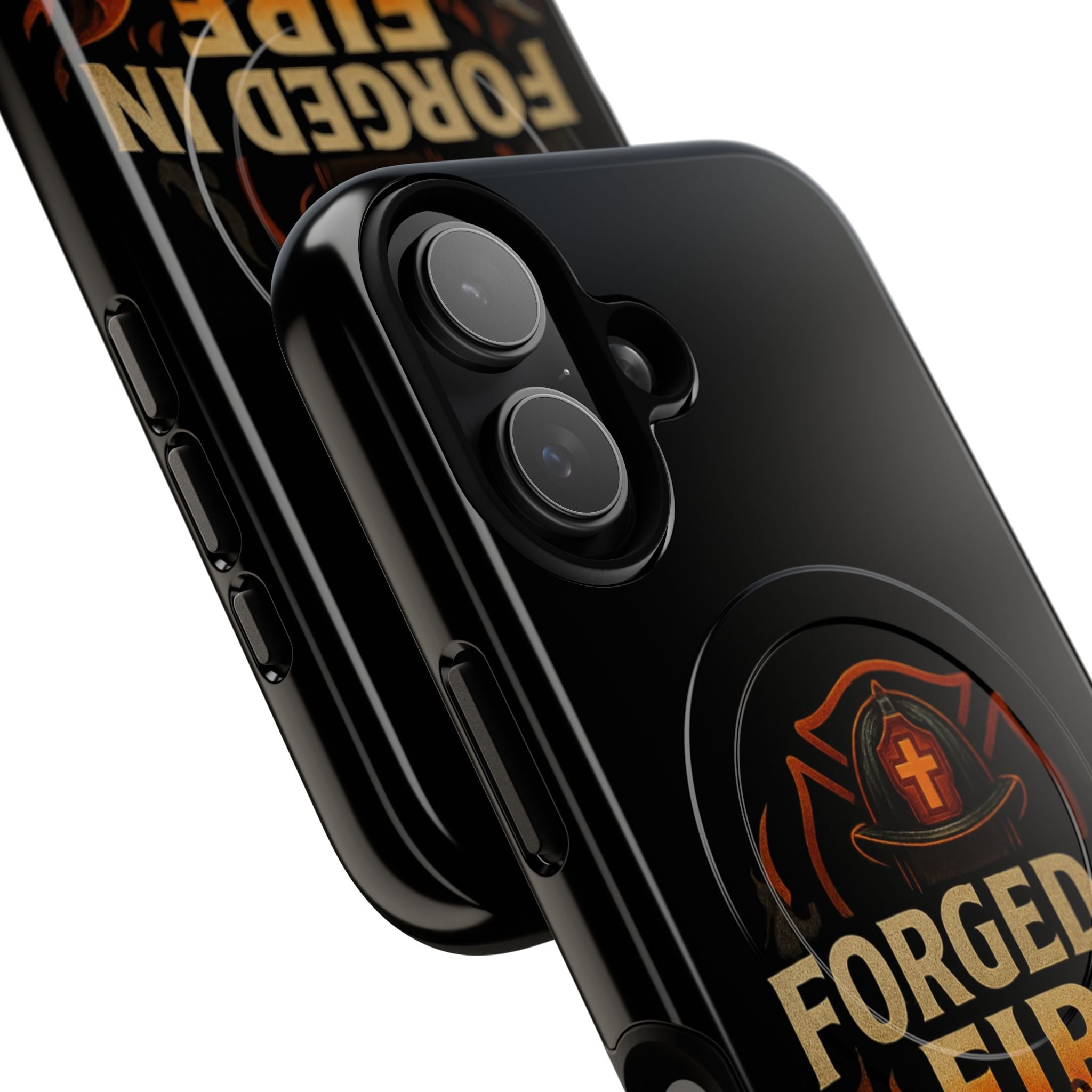 Forged in Fire Tough Magnetic Phone Case — Firefighter Anvil Design