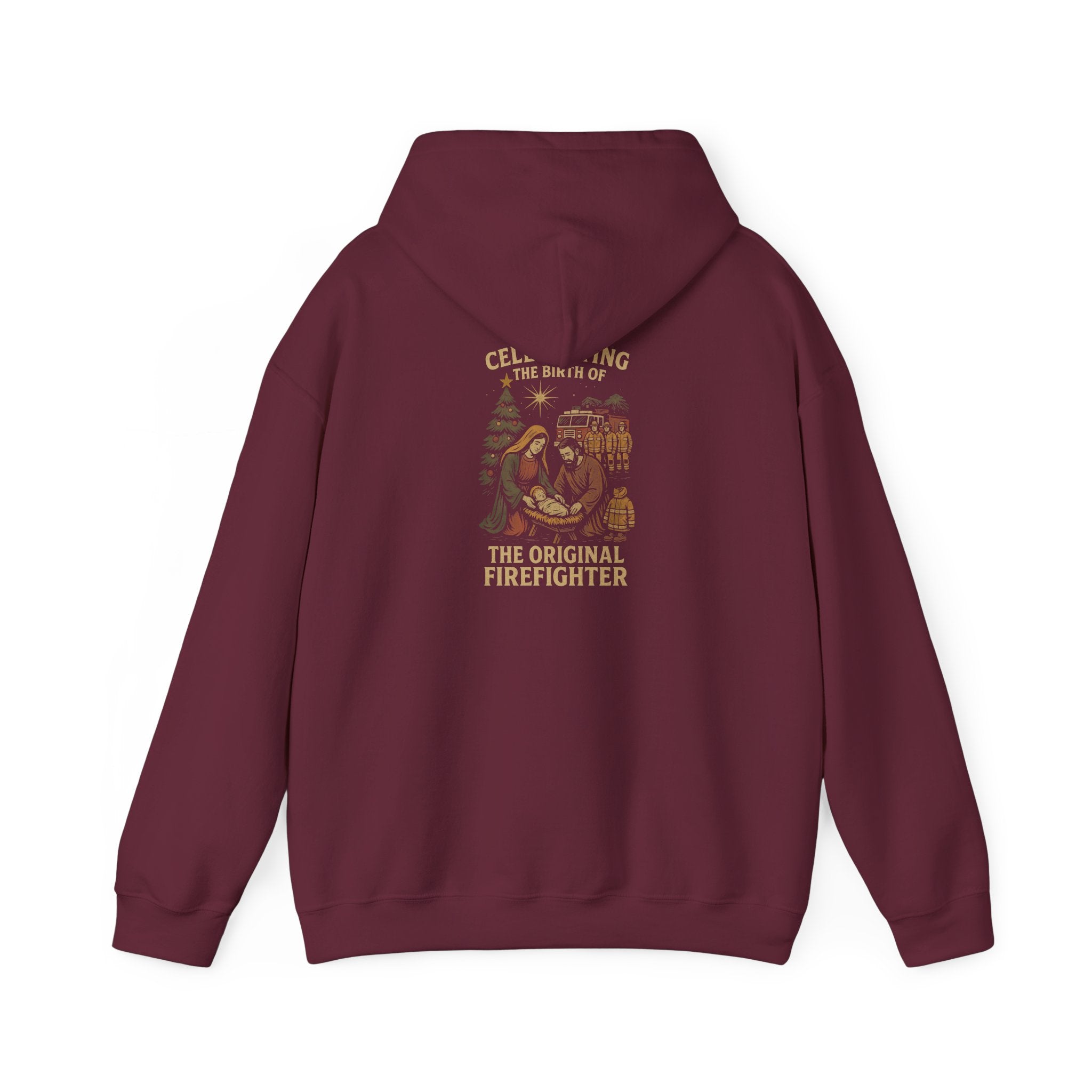 Christmas Hoodie – "Forged in Fire" Vintage Firefighter Christmas Hoodie