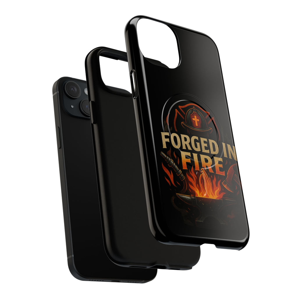 Forged in Fire Tough Magnetic Phone Case — Firefighter Anvil Design