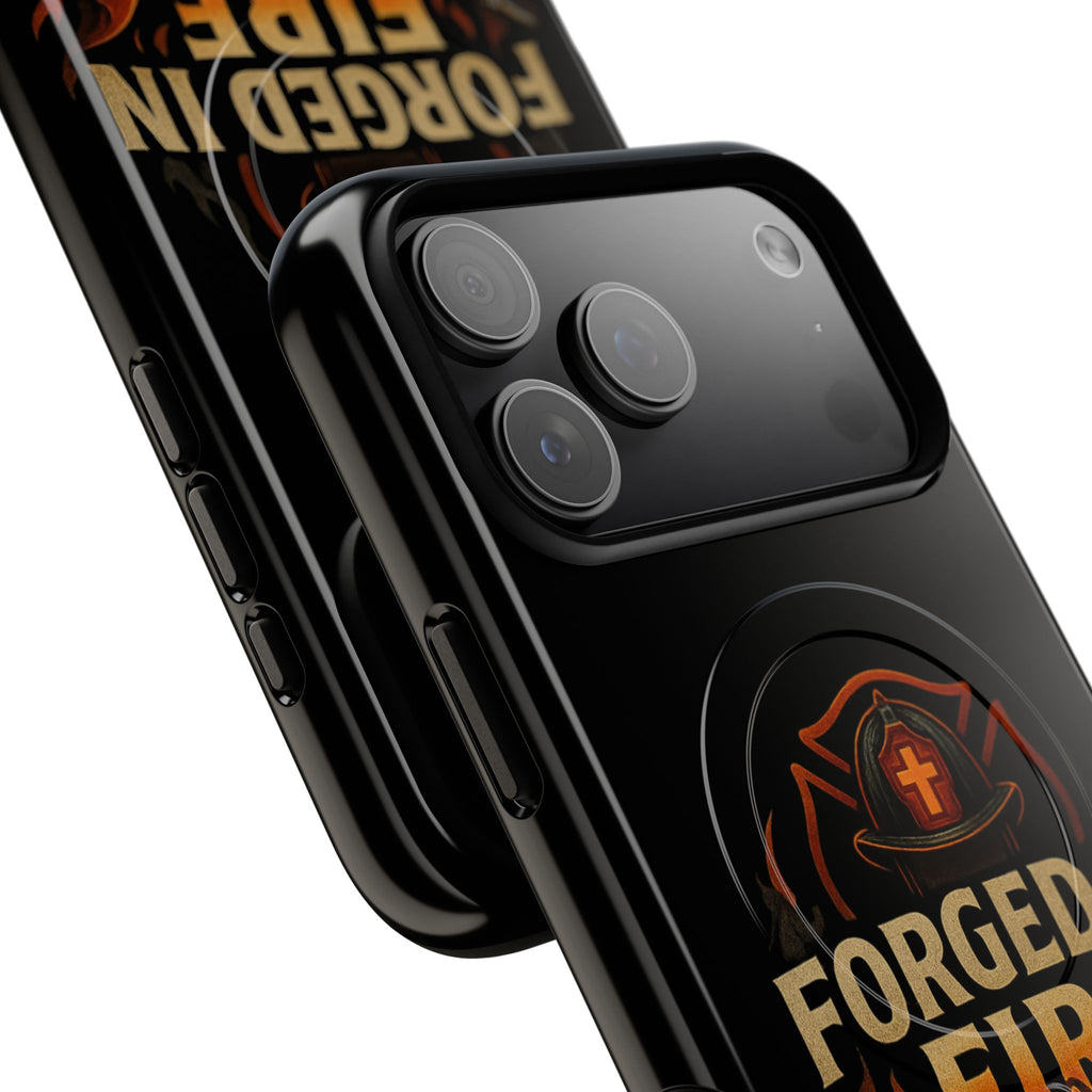 Forged in Fire Tough Magnetic Phone Case — Firefighter Anvil Design
