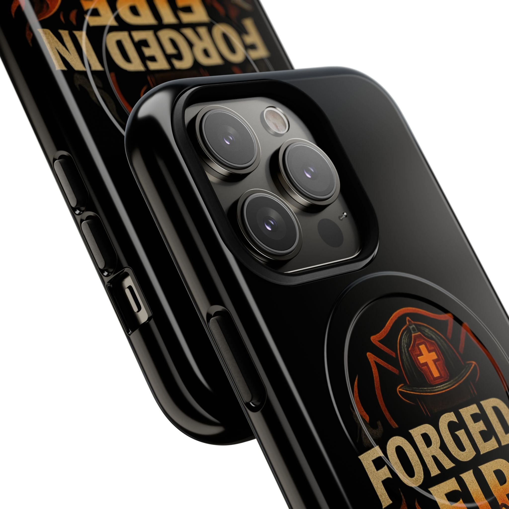Forged in Fire Tough Magnetic Phone Case — Firefighter Anvil Design