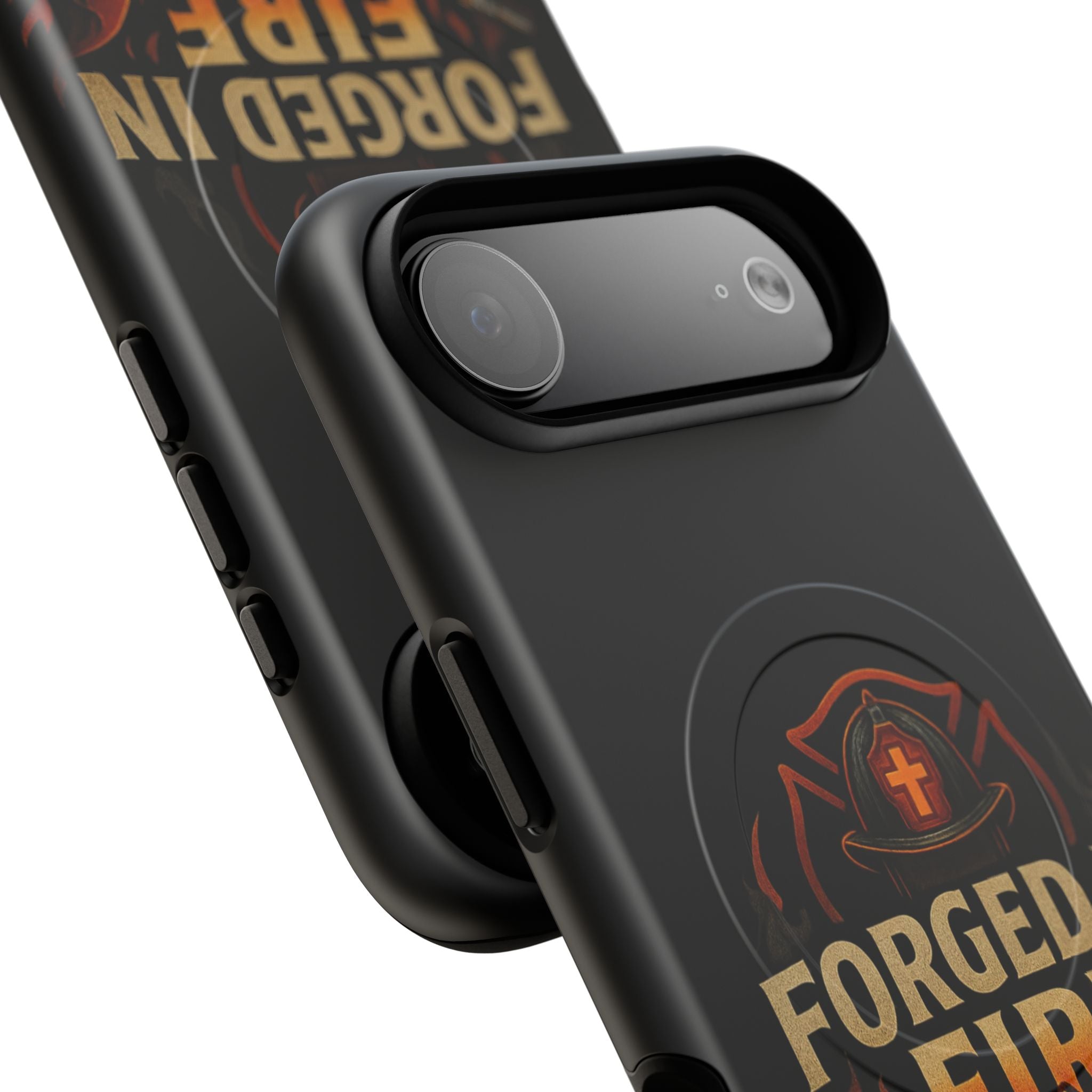 Forged in Fire Tough Magnetic Phone Case — Firefighter Anvil Design