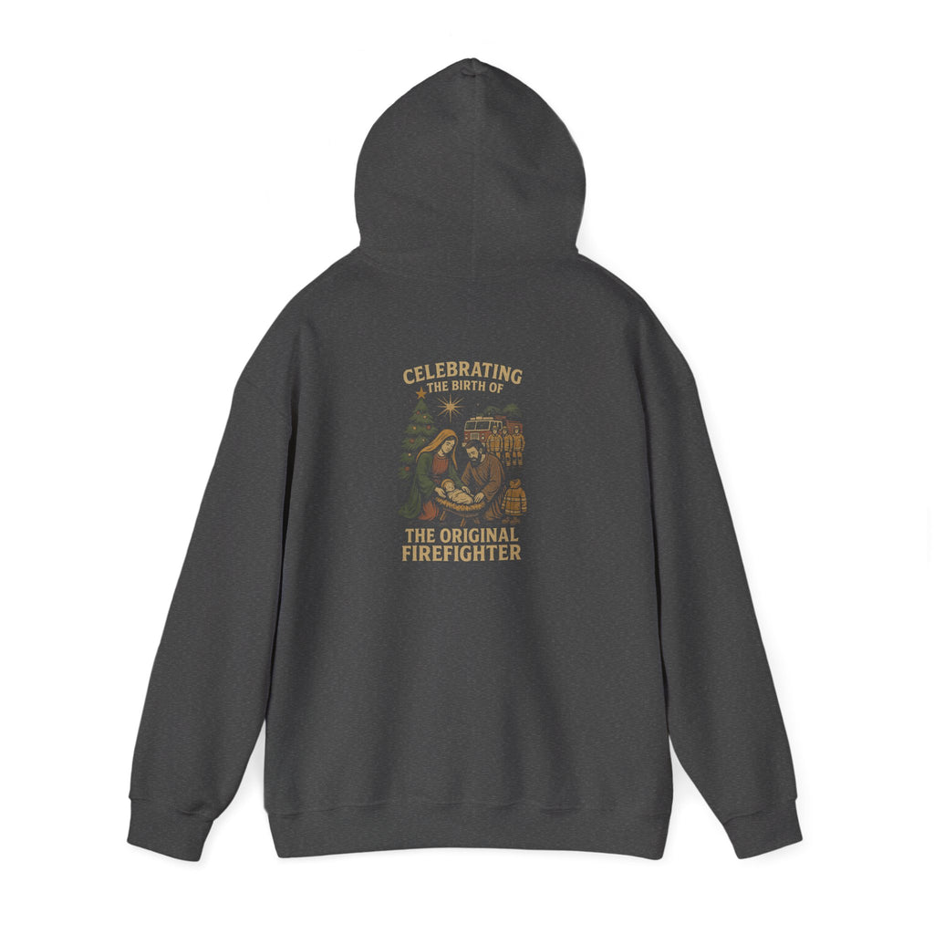 Christmas Hoodie – "Forged in Fire" Vintage Firefighter Christmas Hoodie