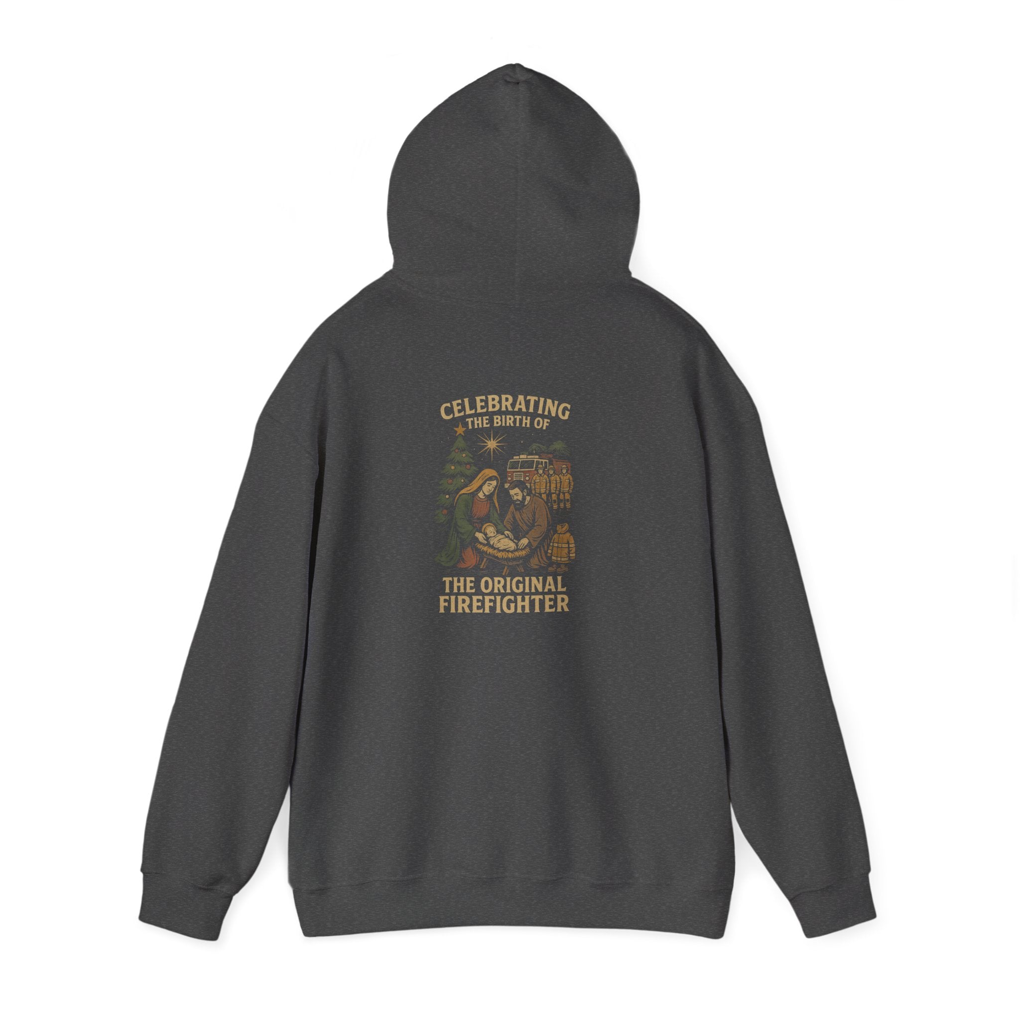 Christmas Hoodie – "Forged in Fire" Vintage Firefighter Christmas Hoodie