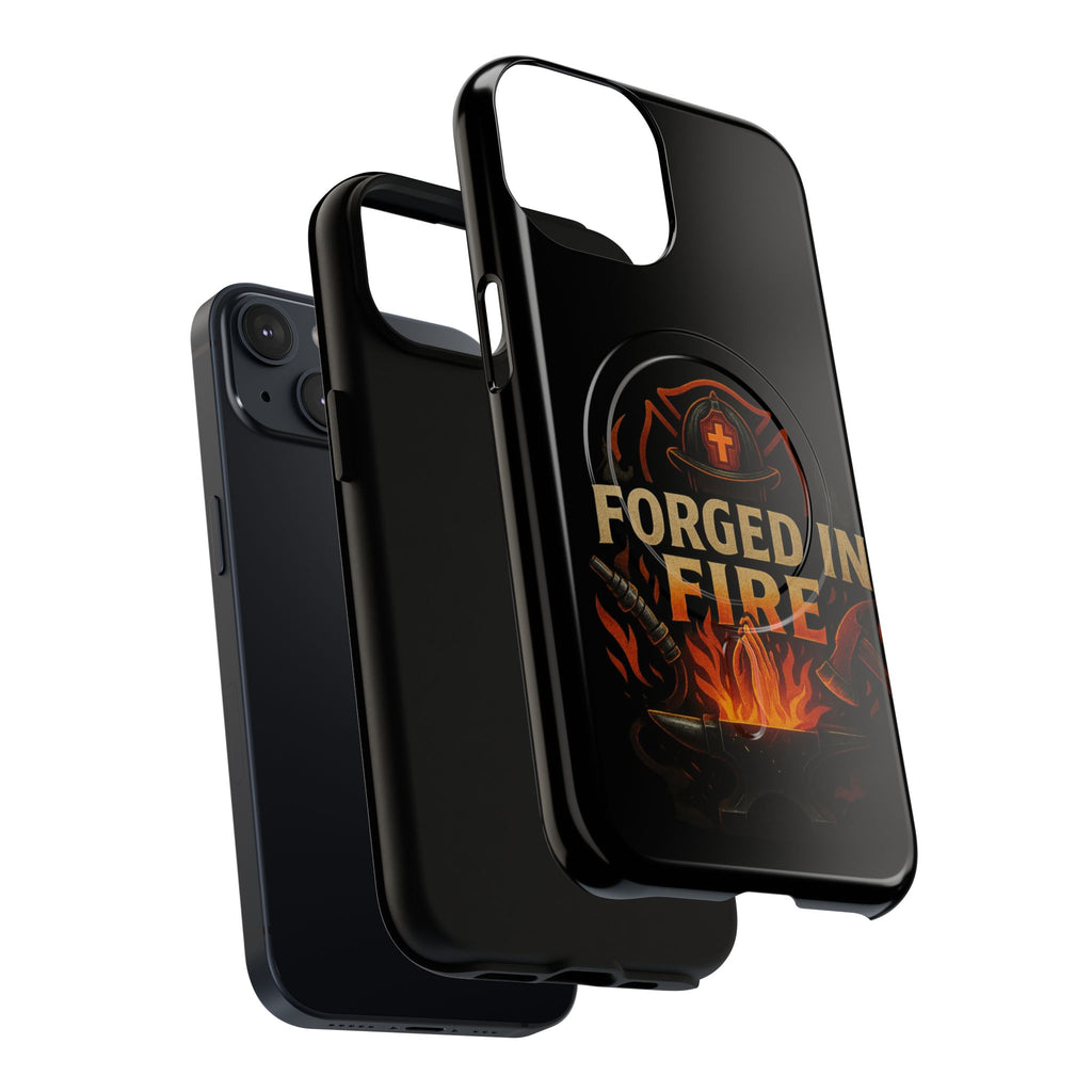Forged in Fire Tough Magnetic Phone Case — Firefighter Anvil Design