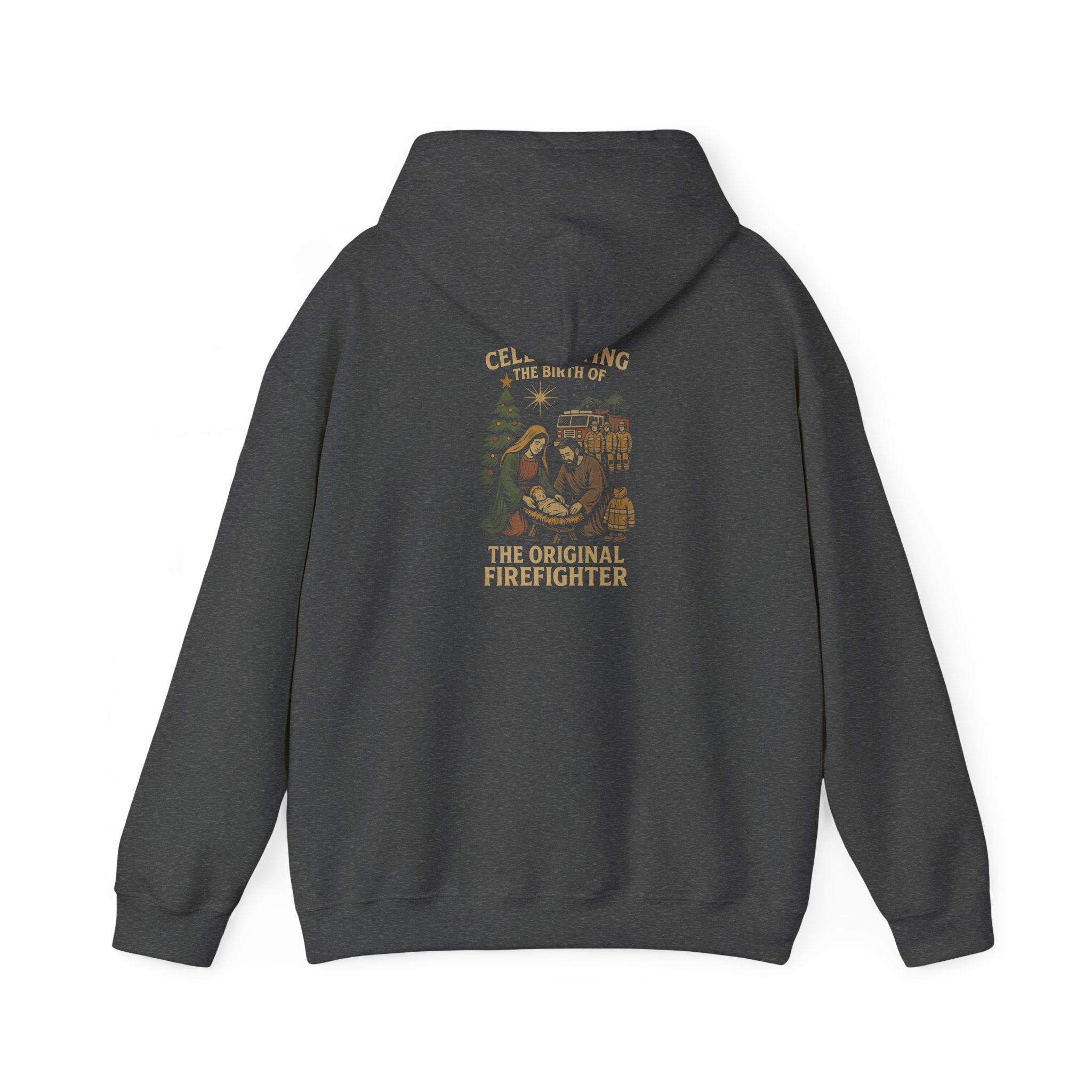 Christmas Hoodie – "Forged in Fire" Vintage Firefighter Christmas Hoodie