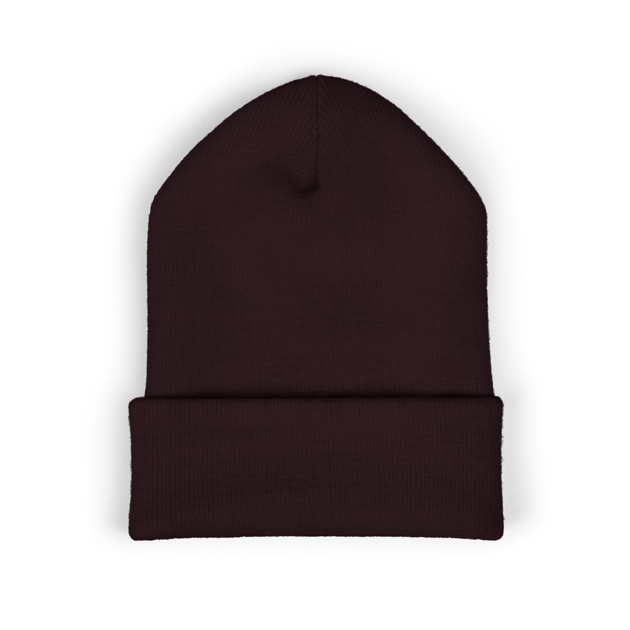 Embroidered Floral Skull Beanie – Yellow Cuffed Knit Hat