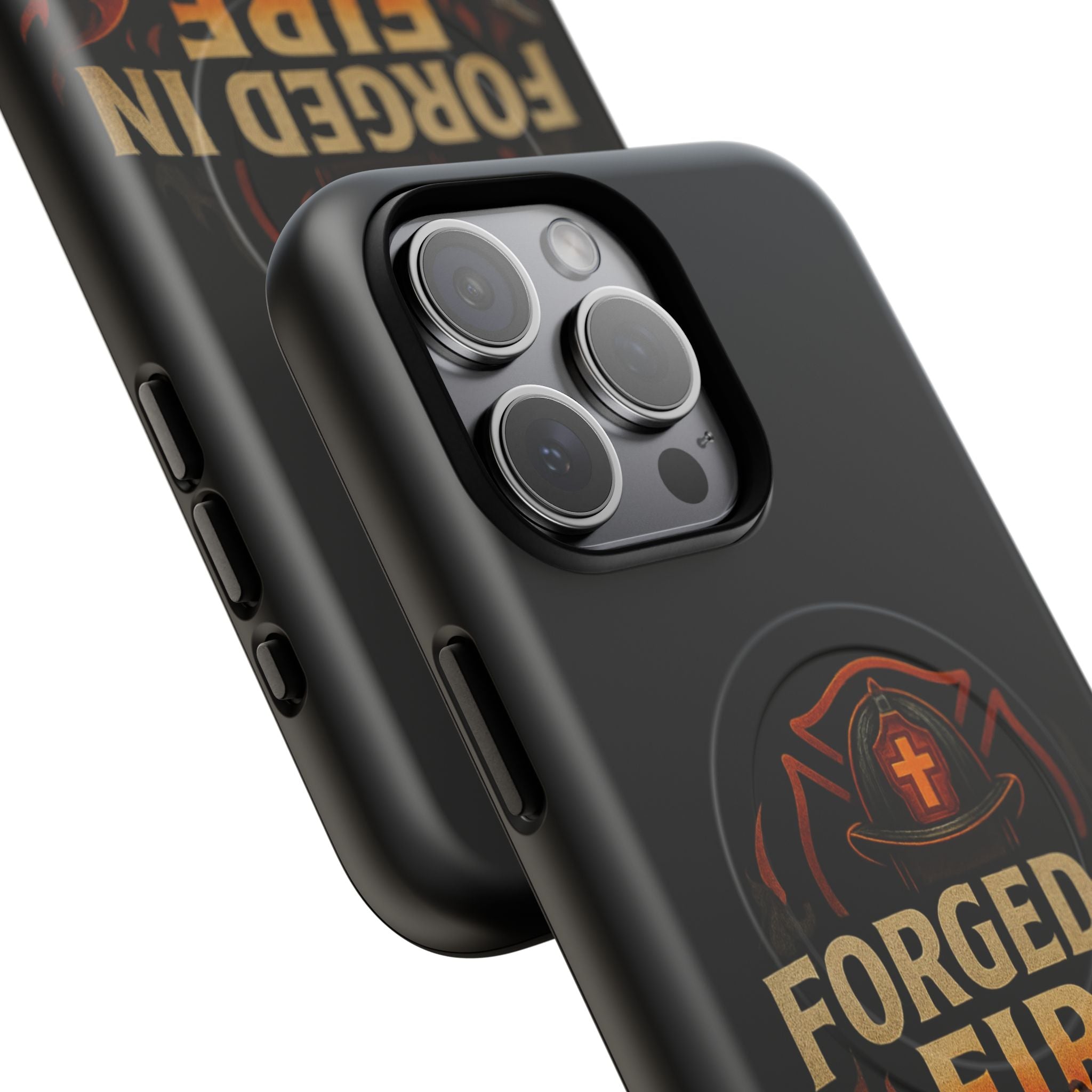 Forged in Fire Tough Magnetic Phone Case — Firefighter Anvil Design