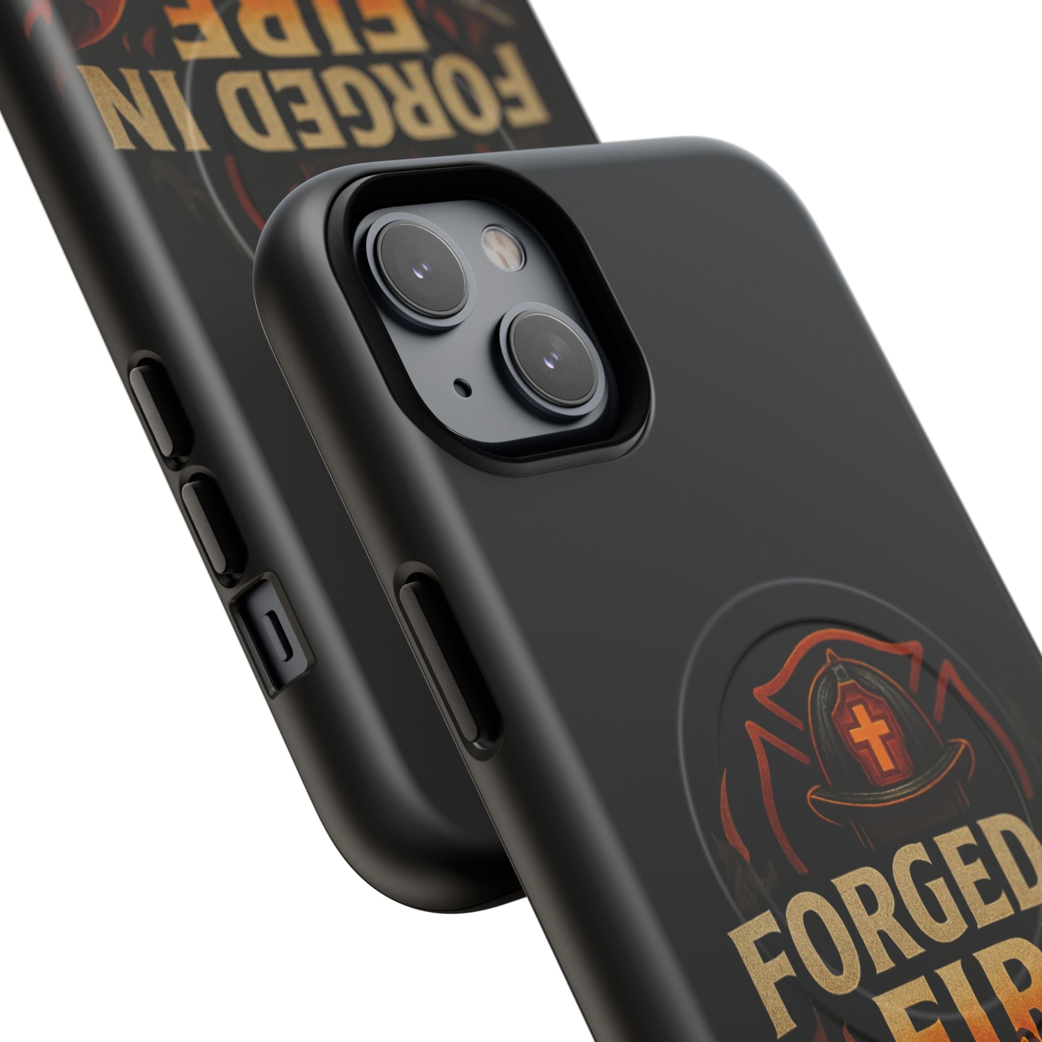 Forged in Fire Tough Magnetic Phone Case — Firefighter Anvil Design