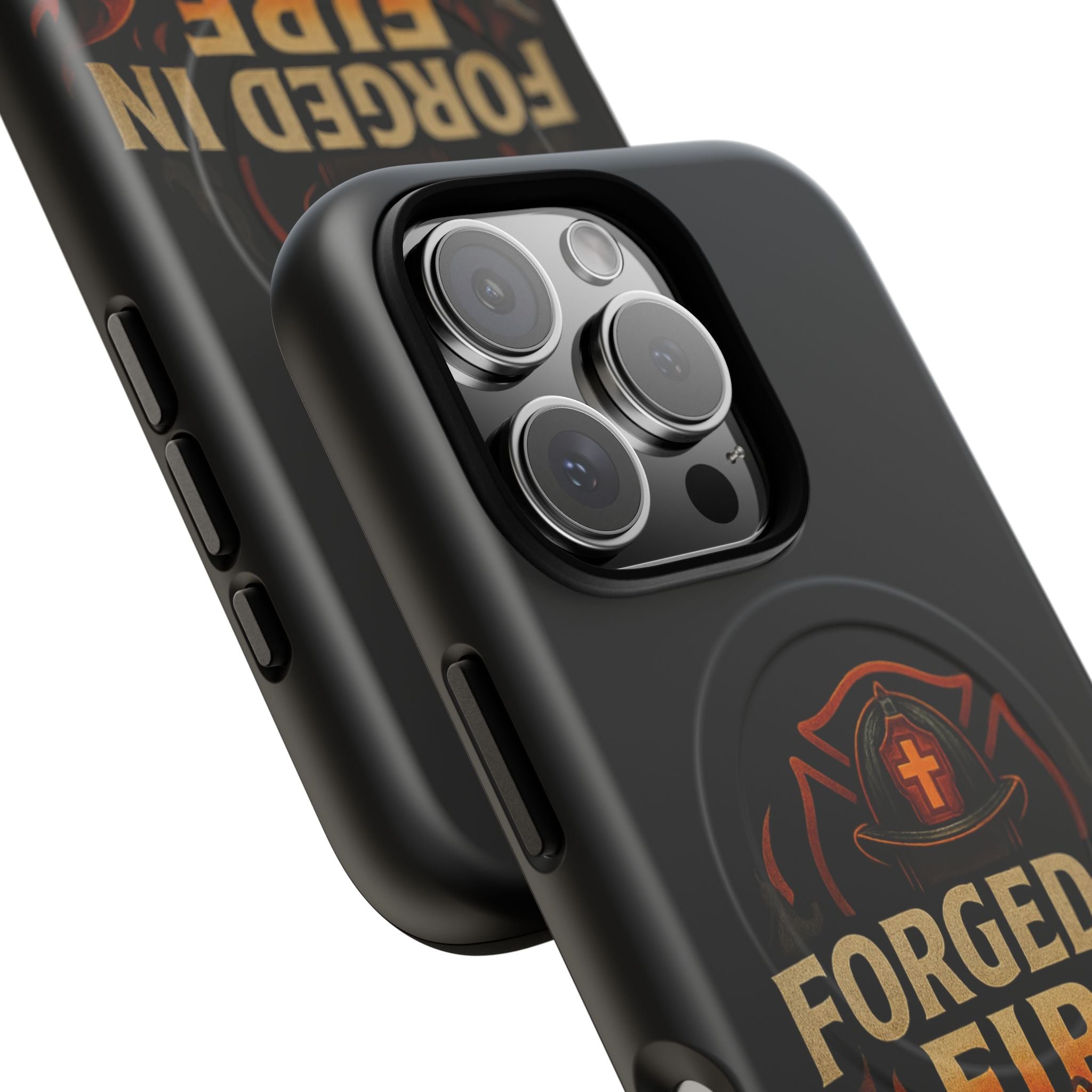 Forged in Fire Tough Magnetic Phone Case — Firefighter Anvil Design