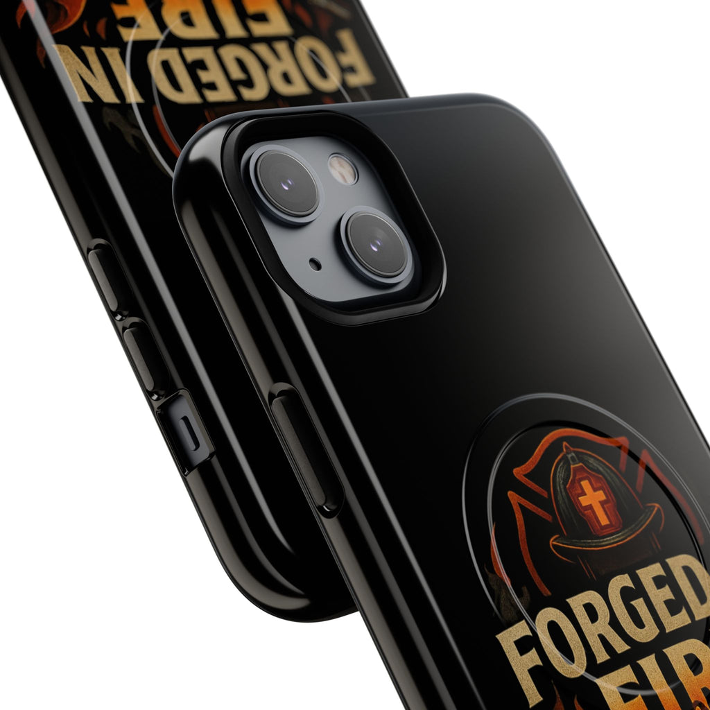 Forged in Fire Tough Magnetic Phone Case — Firefighter Anvil Design