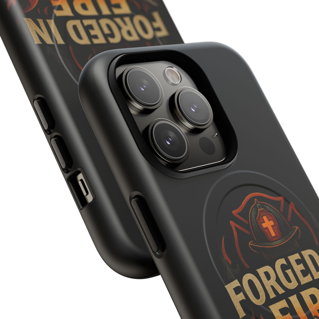Forged in Fire Tough Magnetic Phone Case — Firefighter Anvil Design