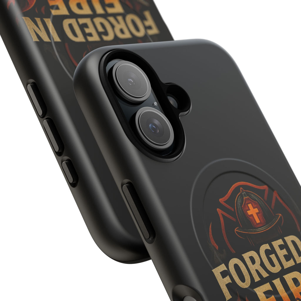 Forged in Fire Tough Magnetic Phone Case — Firefighter Anvil Design