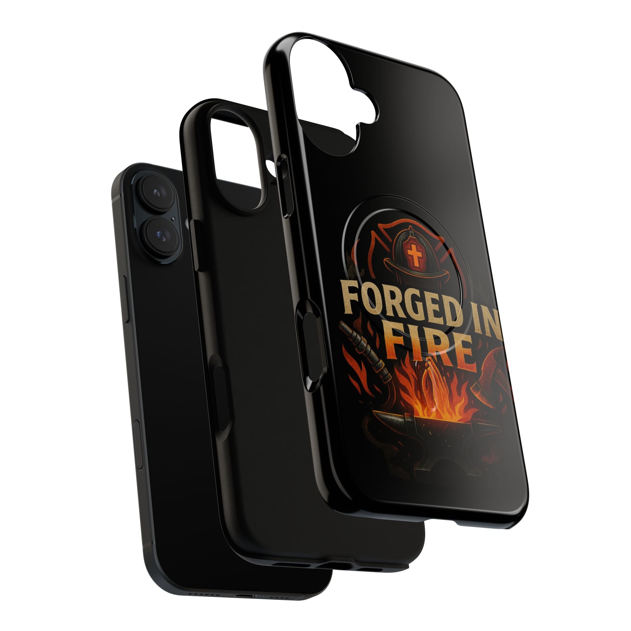 Forged in Fire Tough Magnetic Phone Case — Firefighter Anvil Design