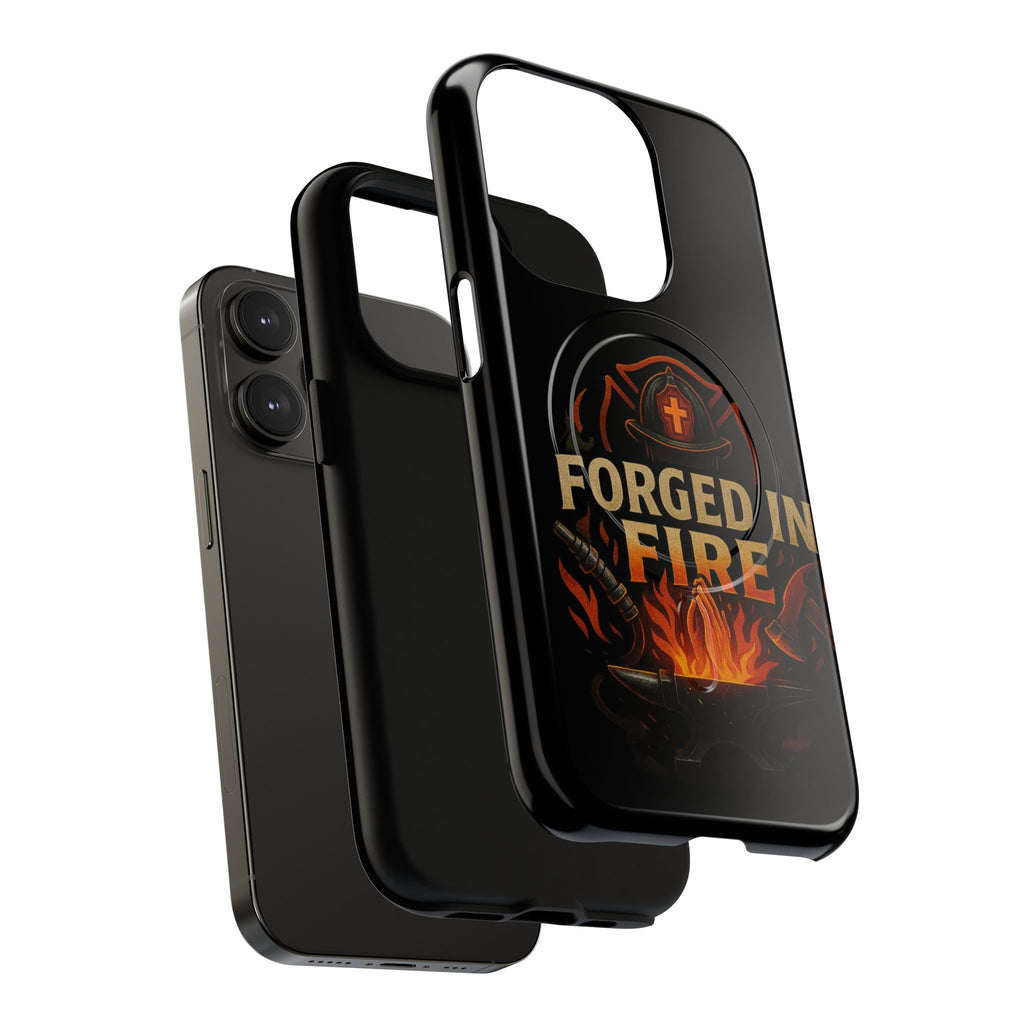 Forged in Fire Tough Magnetic Phone Case — Firefighter Anvil Design