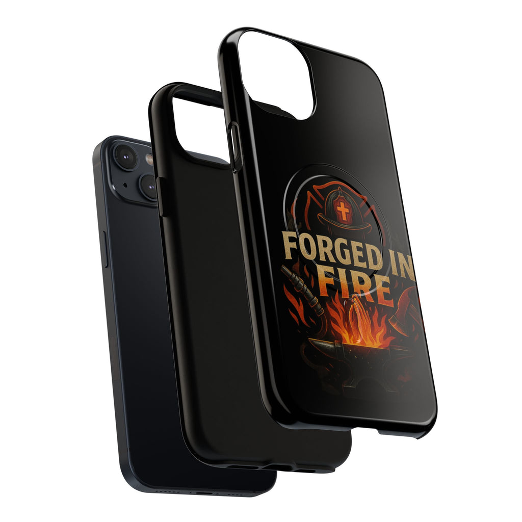 Forged in Fire Tough Magnetic Phone Case — Firefighter Anvil Design