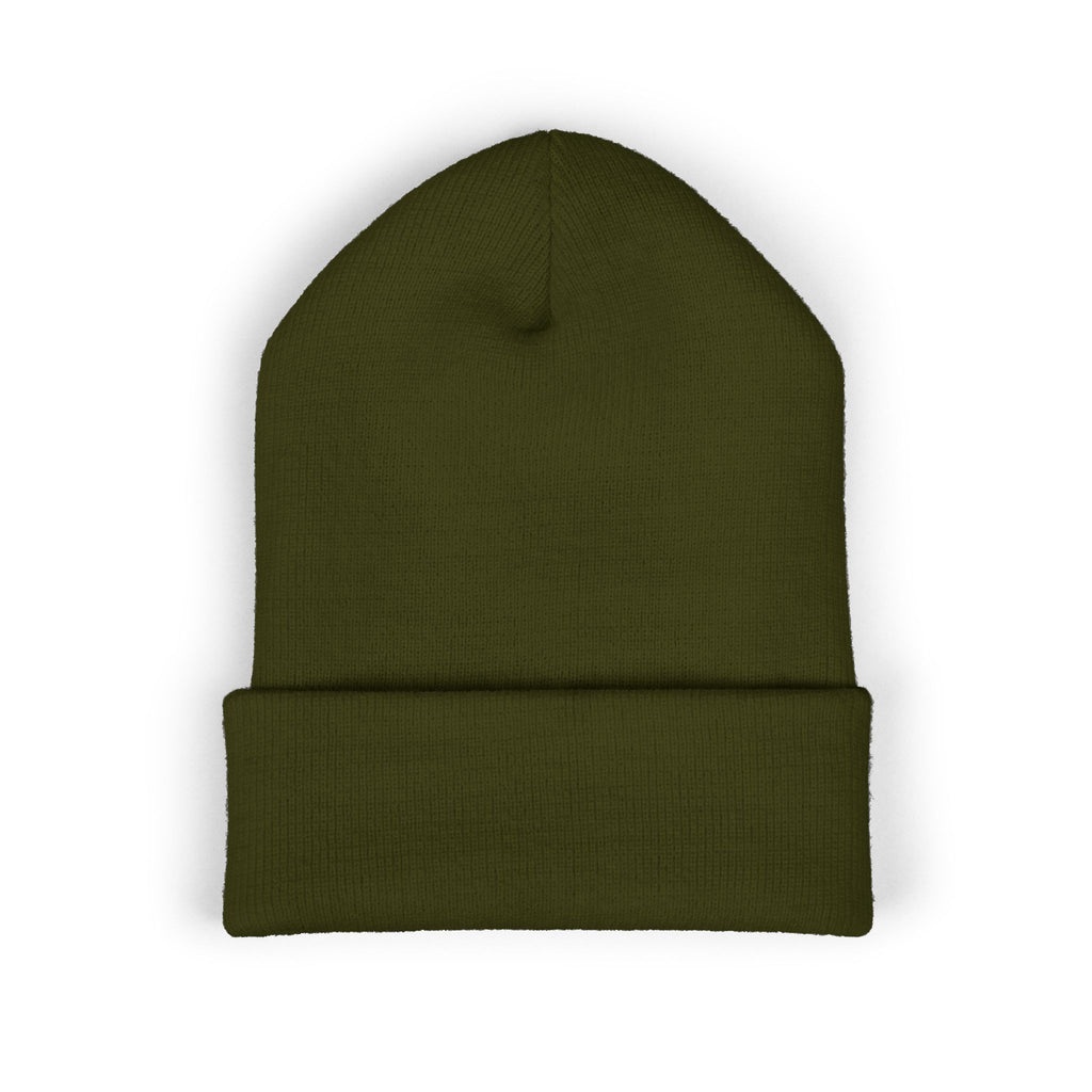 Embroidered Floral Skull Beanie – Yellow Cuffed Knit Hat