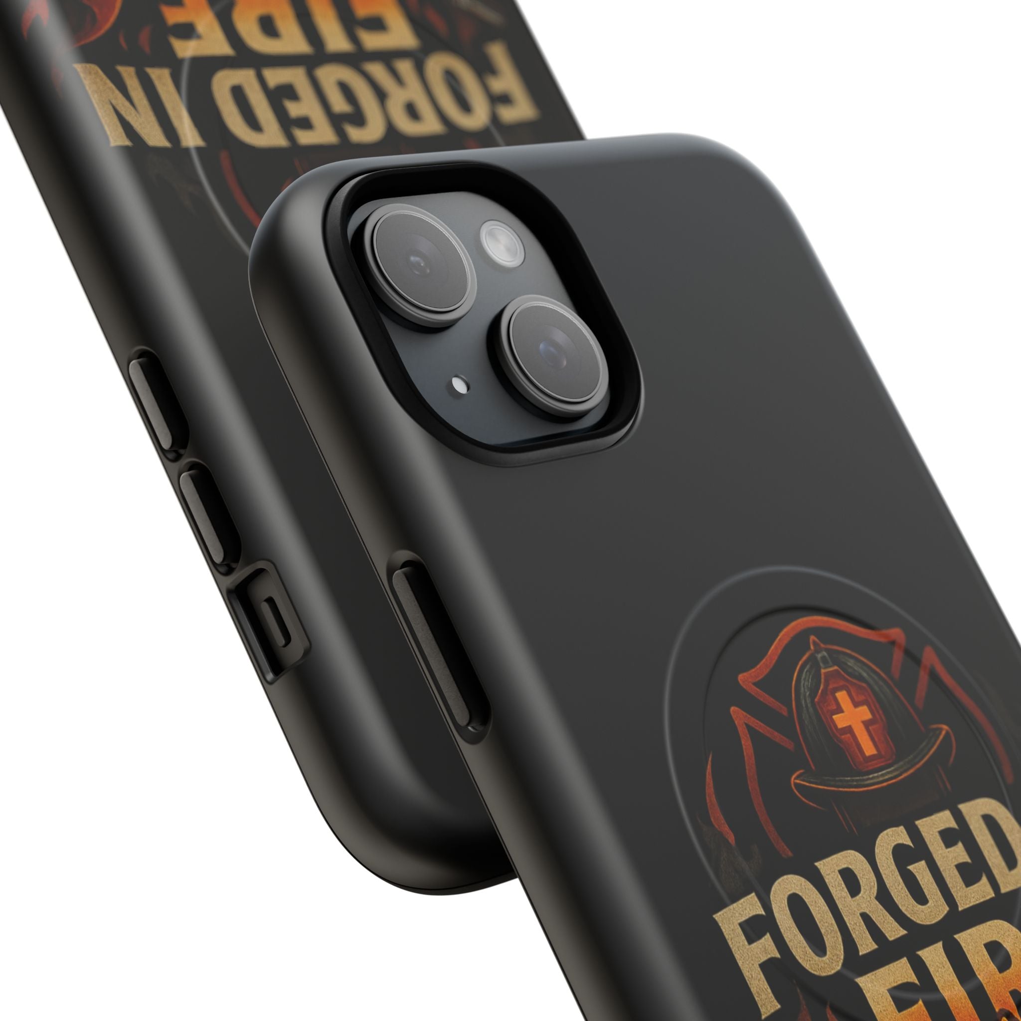 Forged in Fire Tough Magnetic Phone Case — Firefighter Anvil Design