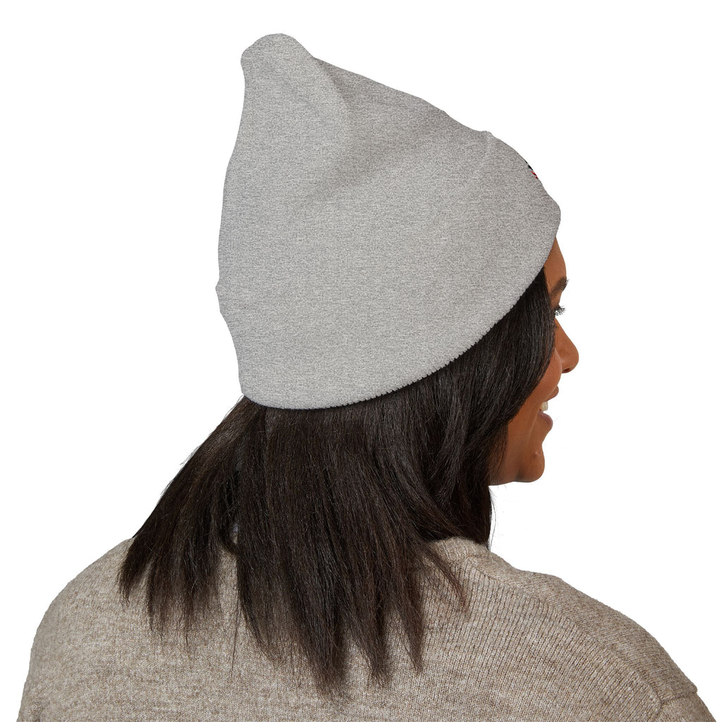 Embroidered Floral Skull Beanie – Yellow Cuffed Knit Hat