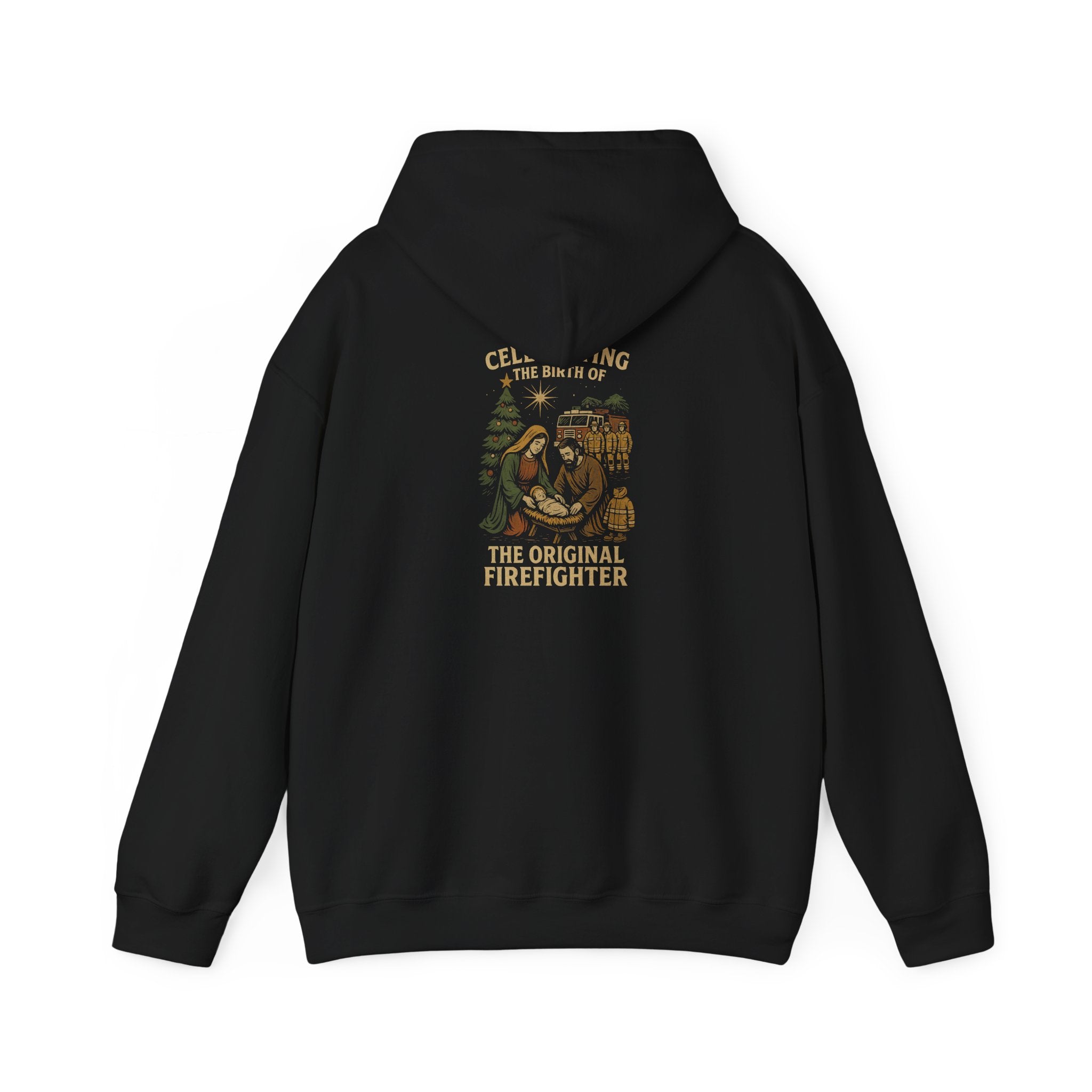 Christmas Hoodie – "Forged in Fire" Vintage Firefighter Christmas Hoodie