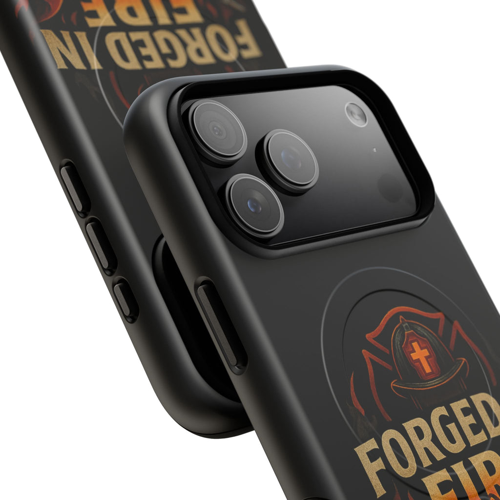 Forged in Fire Tough Magnetic Phone Case — Firefighter Anvil Design