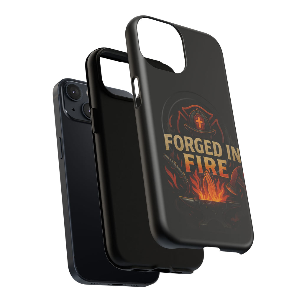 Forged in Fire Tough Magnetic Phone Case — Firefighter Anvil Design