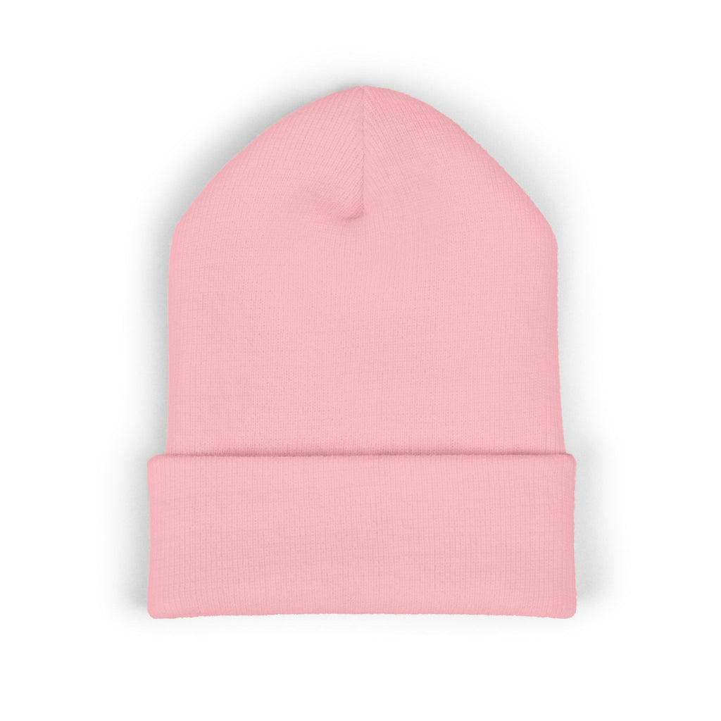Embroidered Floral Skull Beanie – Yellow Cuffed Knit Hat