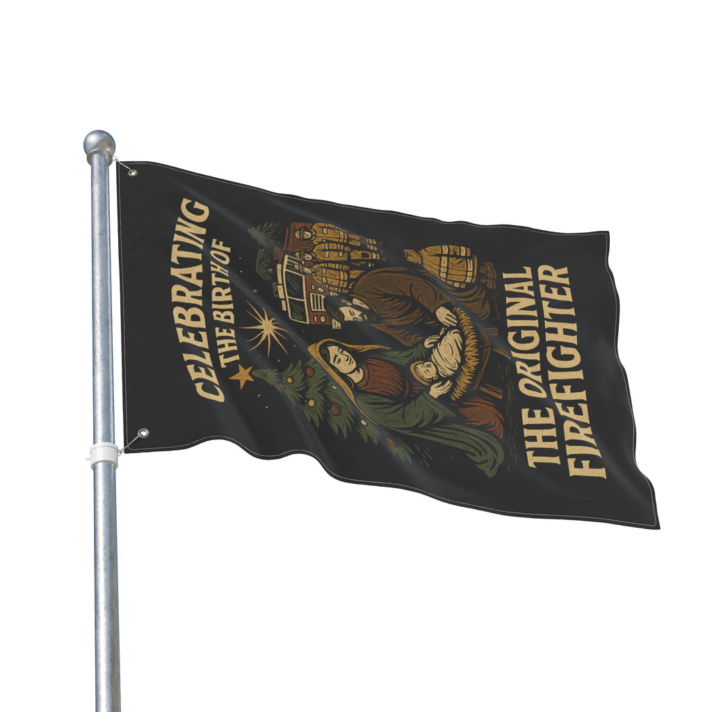 Nativity 'The Original Firefighter' Double-Sided Christmas Flag