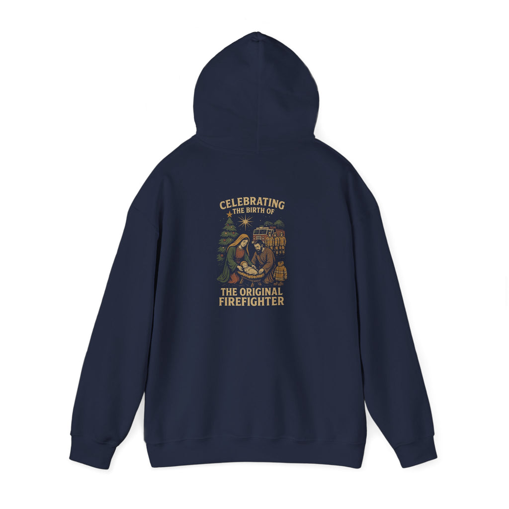 Christmas Hoodie – "Forged in Fire" Vintage Firefighter Christmas Hoodie