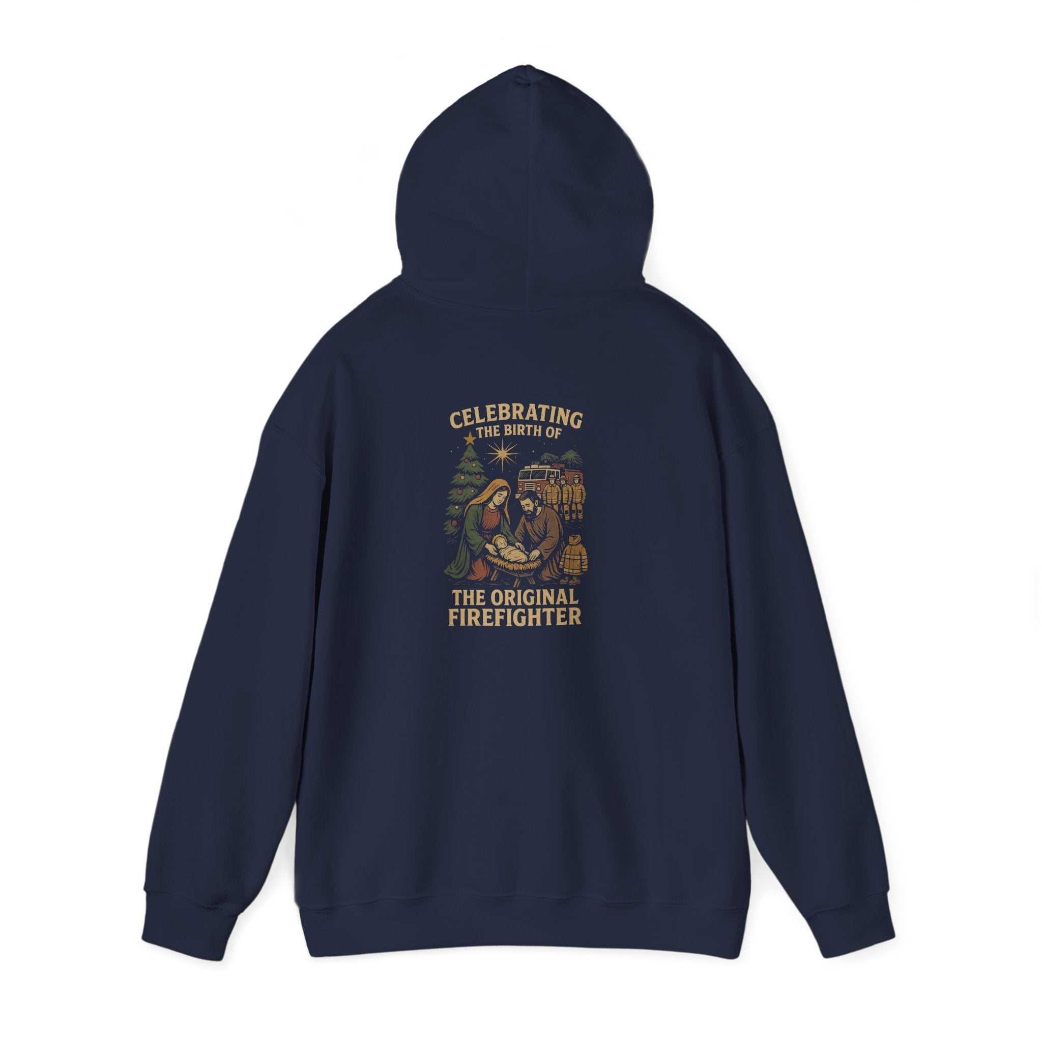 Christmas Hoodie – "Forged in Fire" Vintage Firefighter Christmas Hoodie