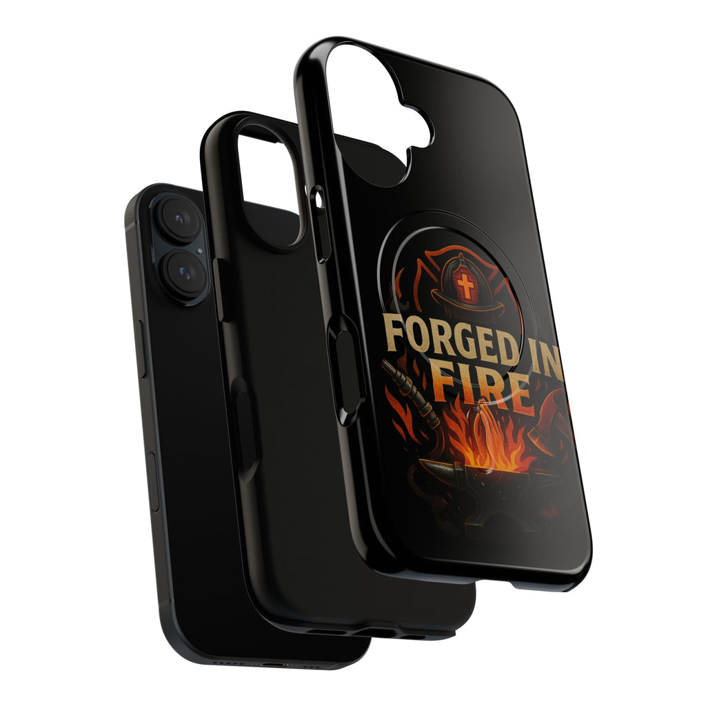 Forged in Fire Tough Magnetic Phone Case — Firefighter Anvil Design