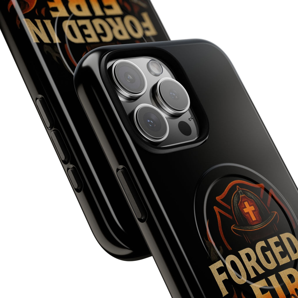 Forged in Fire Tough Magnetic Phone Case — Firefighter Anvil Design