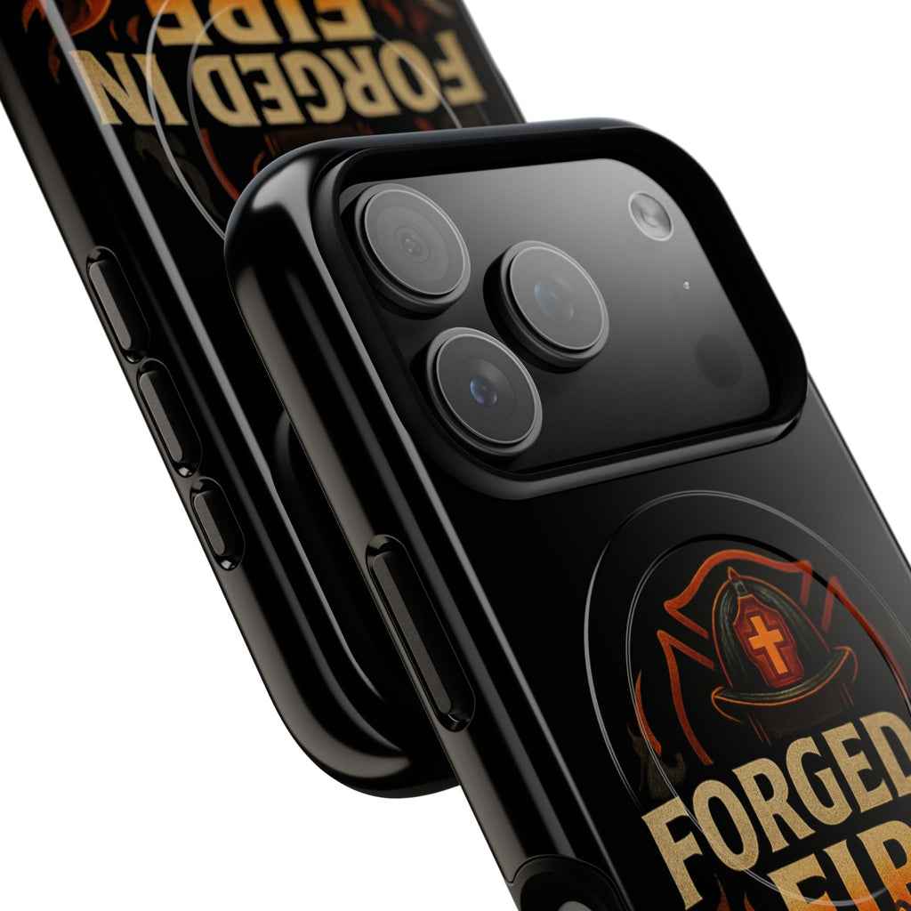 Forged in Fire Tough Magnetic Phone Case — Firefighter Anvil Design