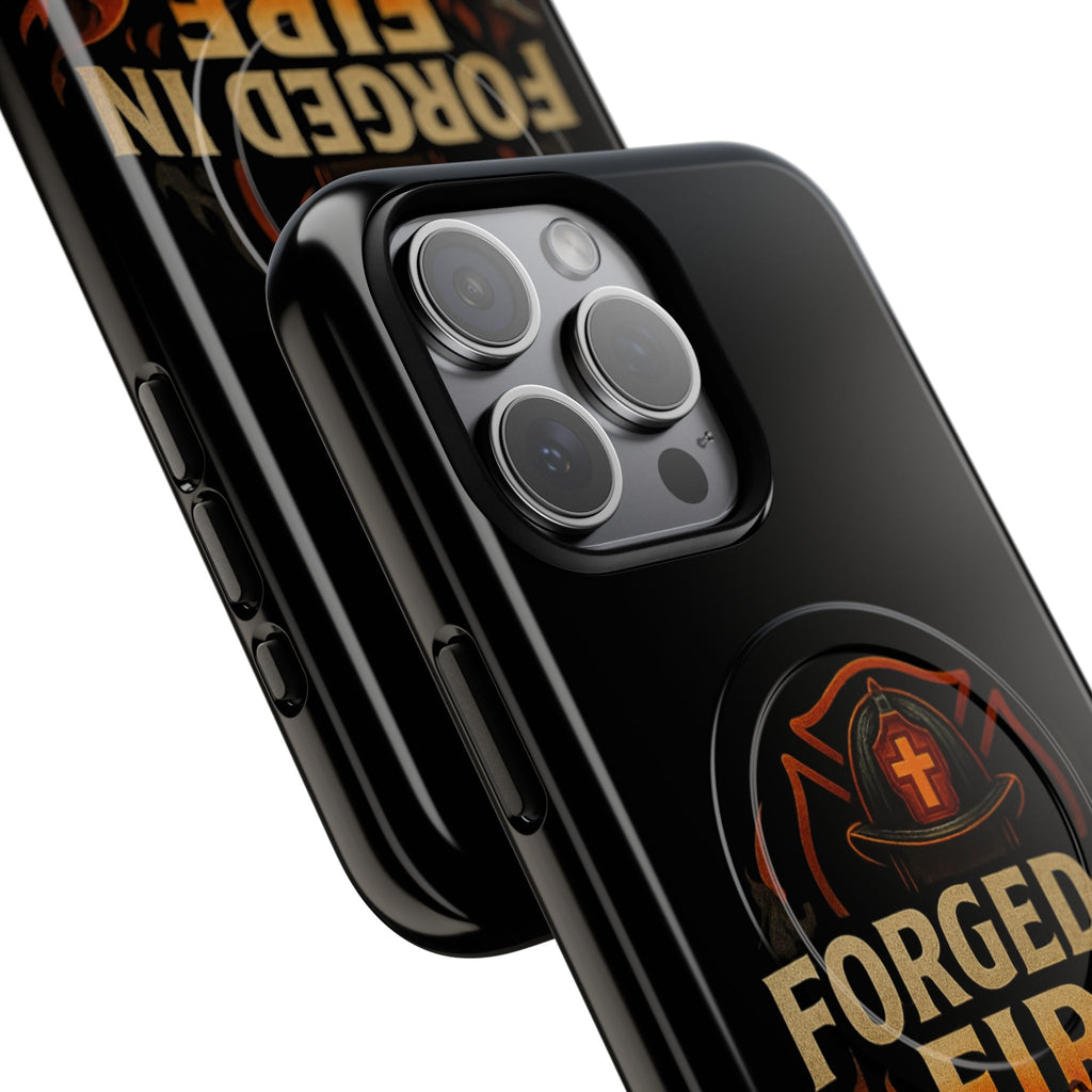 Forged in Fire Tough Magnetic Phone Case — Firefighter Anvil Design