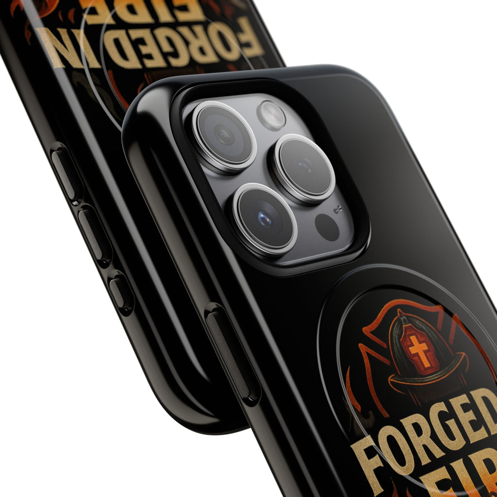 Forged in Fire Tough Magnetic Phone Case — Firefighter Anvil Design