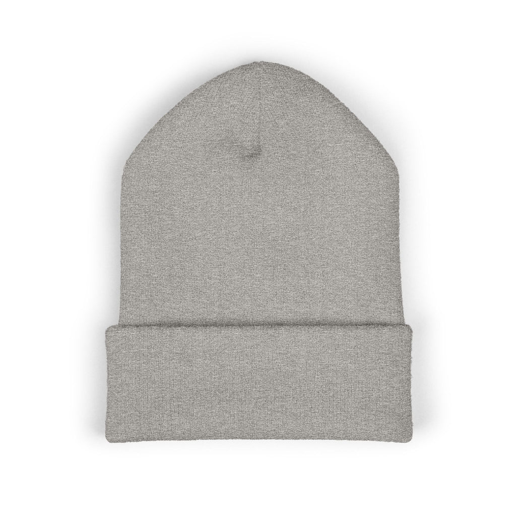 Embroidered Floral Skull Beanie – Yellow Cuffed Knit Hat