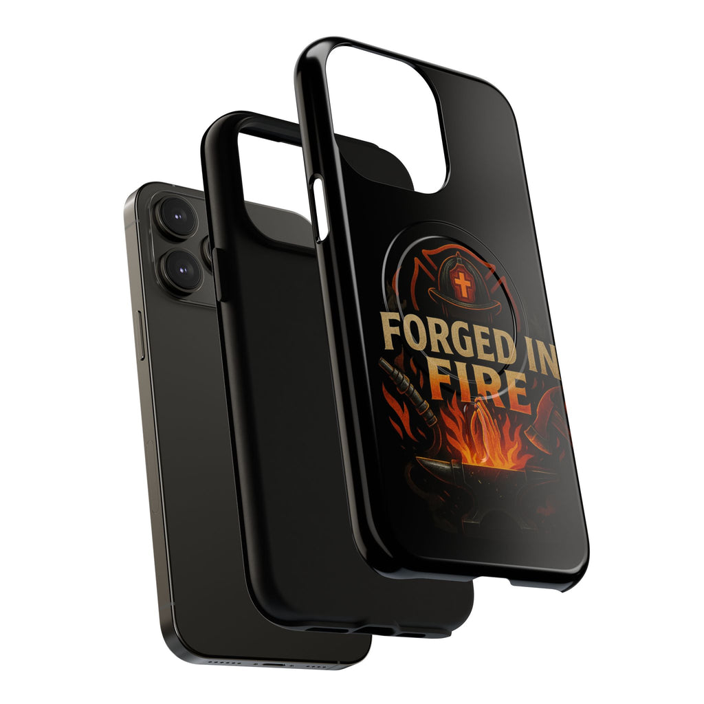 Forged in Fire Tough Magnetic Phone Case — Firefighter Anvil Design