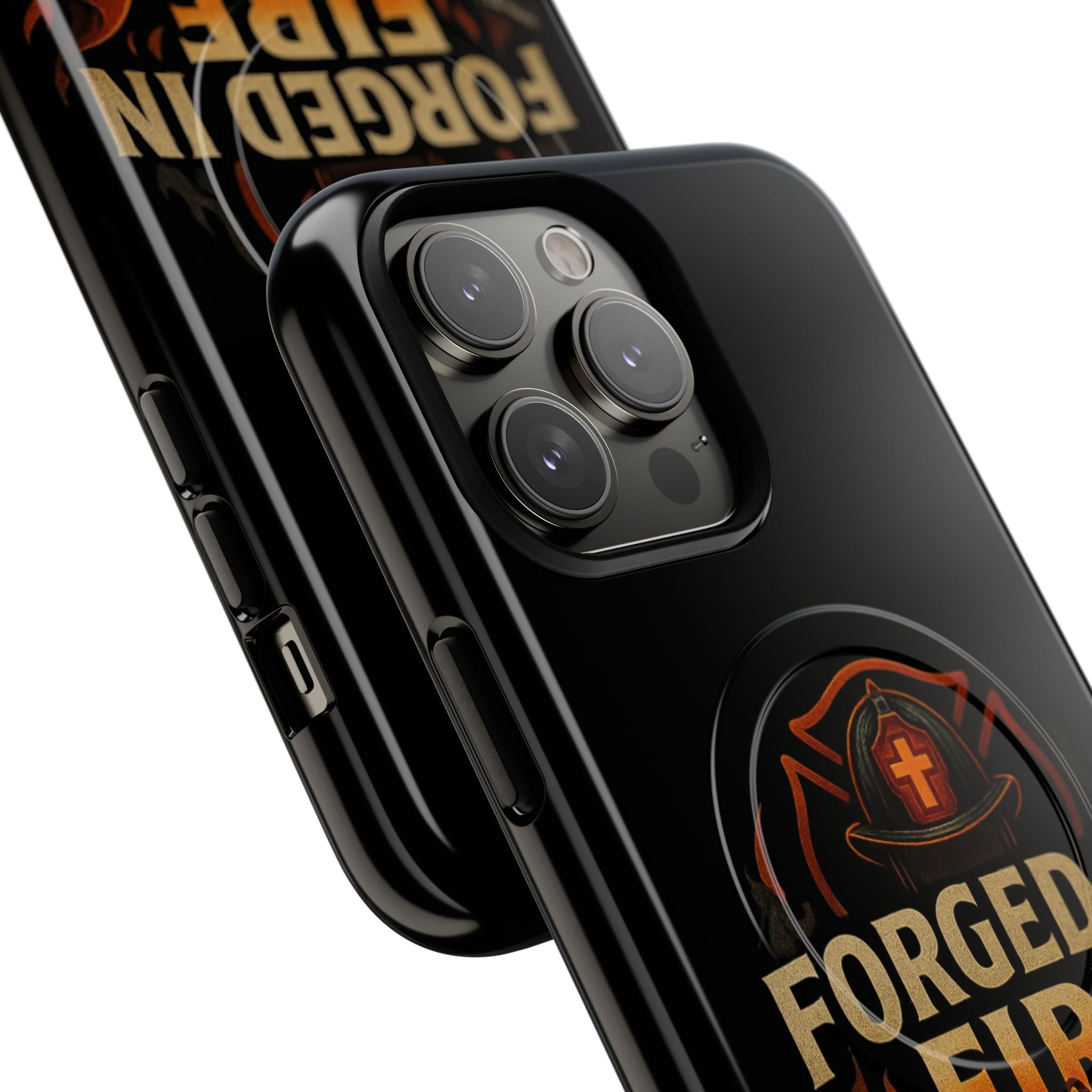 Forged in Fire Tough Magnetic Phone Case — Firefighter Anvil Design