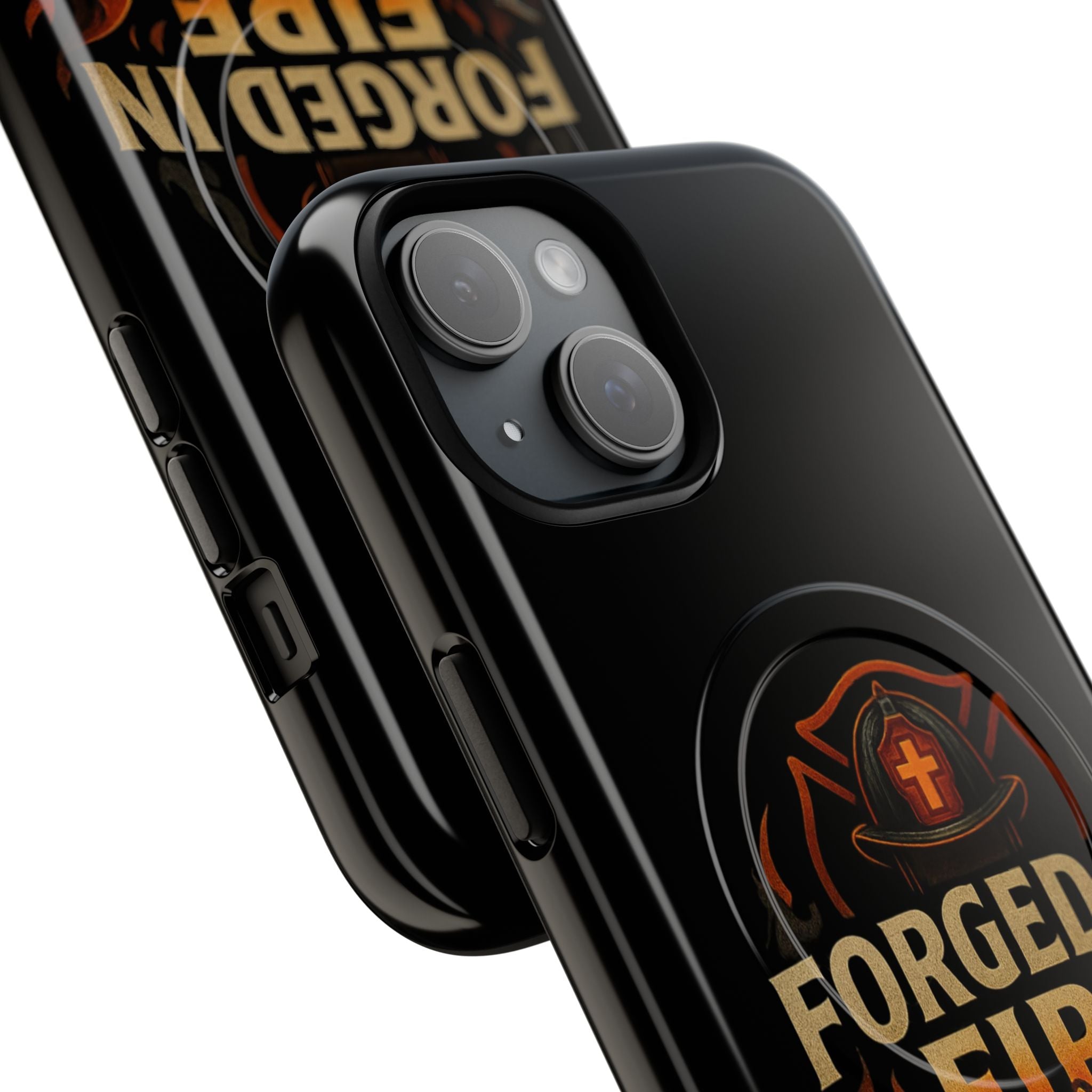 Forged in Fire Tough Magnetic Phone Case — Firefighter Anvil Design