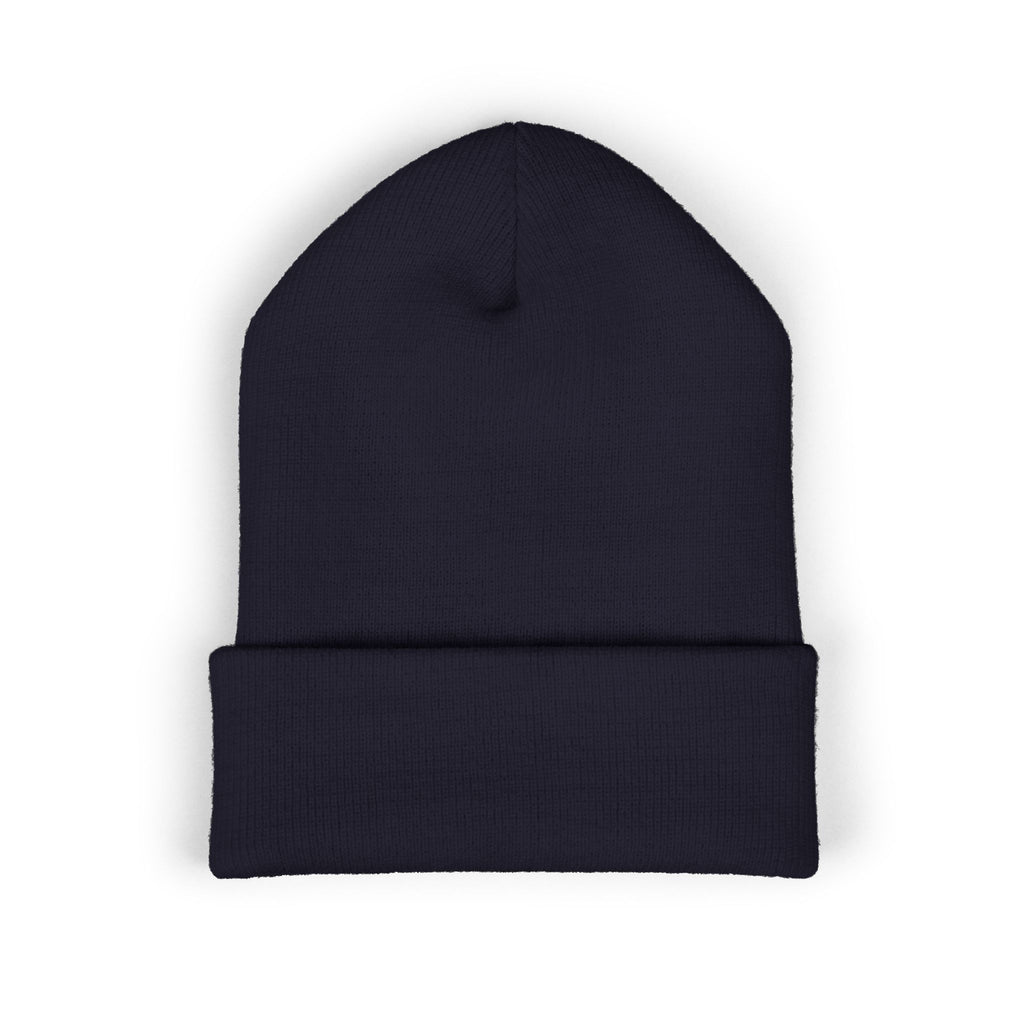 Embroidered Floral Skull Beanie – Yellow Cuffed Knit Hat