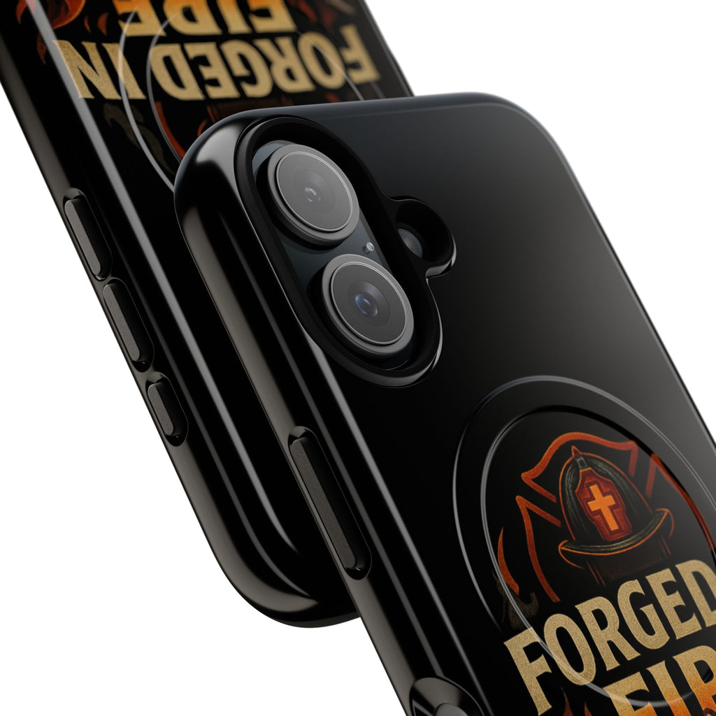 Forged in Fire Tough Magnetic Phone Case — Firefighter Anvil Design